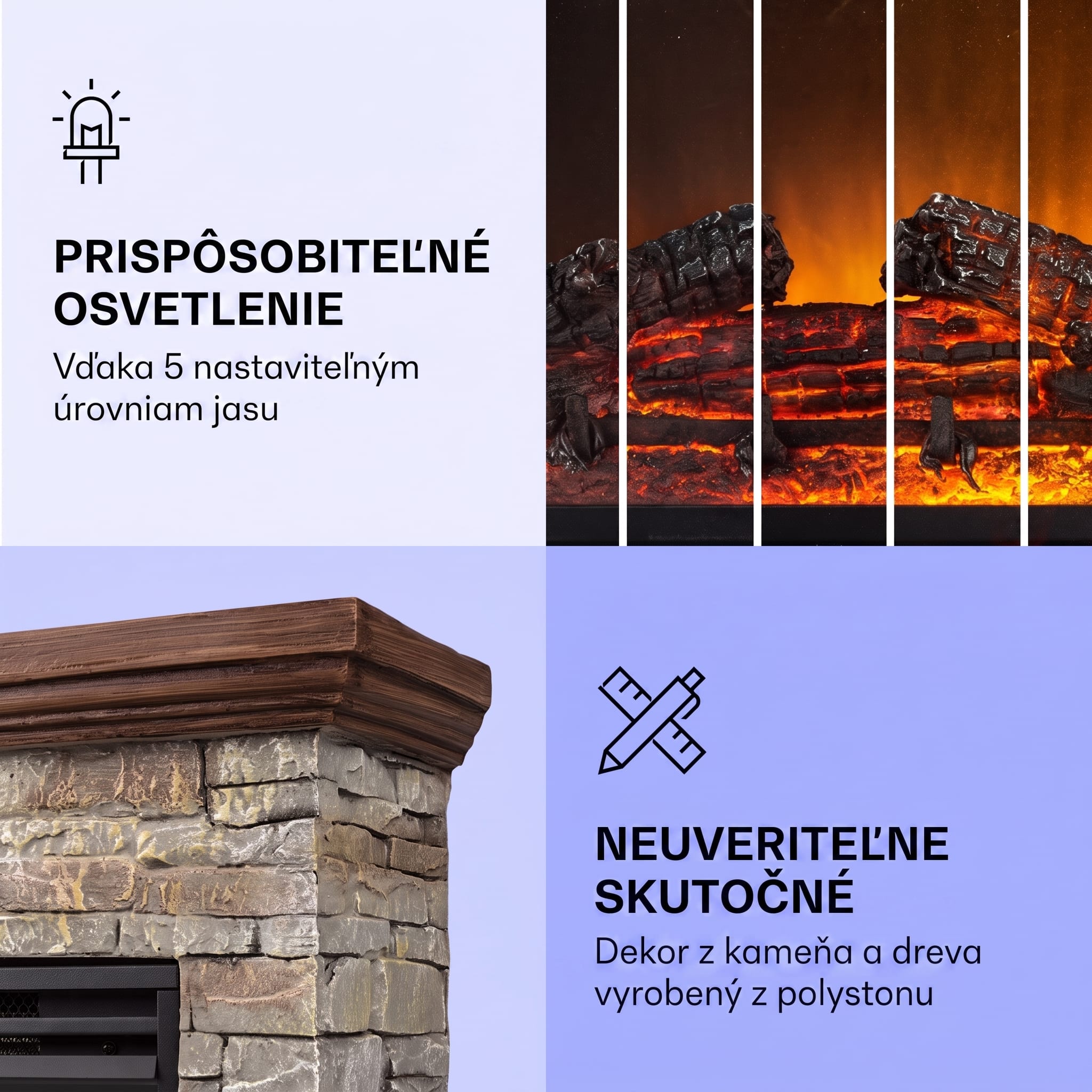 Klarstein Etna, elektrický krb, 1800 W, týždenný časovač, diaľkové ovládanie, sivý/ hnedý – Obrázok 4