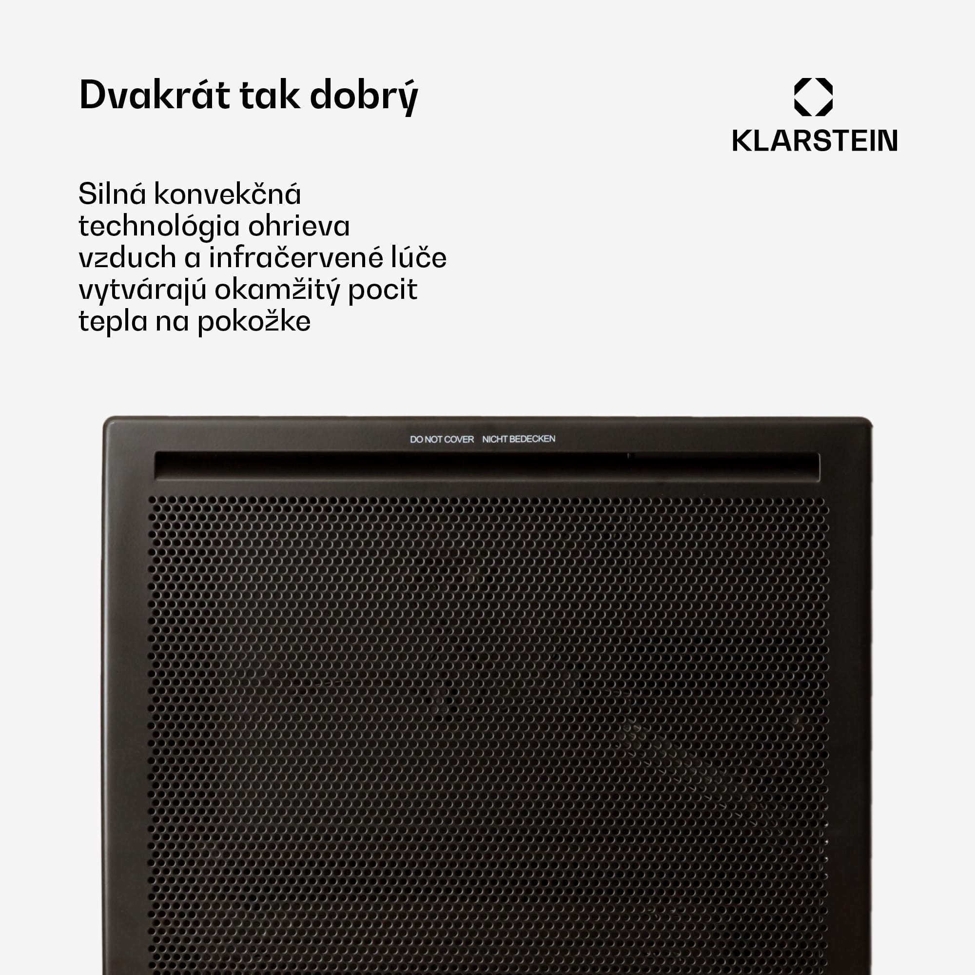 Klarstein Hot Spot Slimcurve Double Wave, konvektor, ohrievač 2 v 1, 1000 W, týždenný časovač, čierny