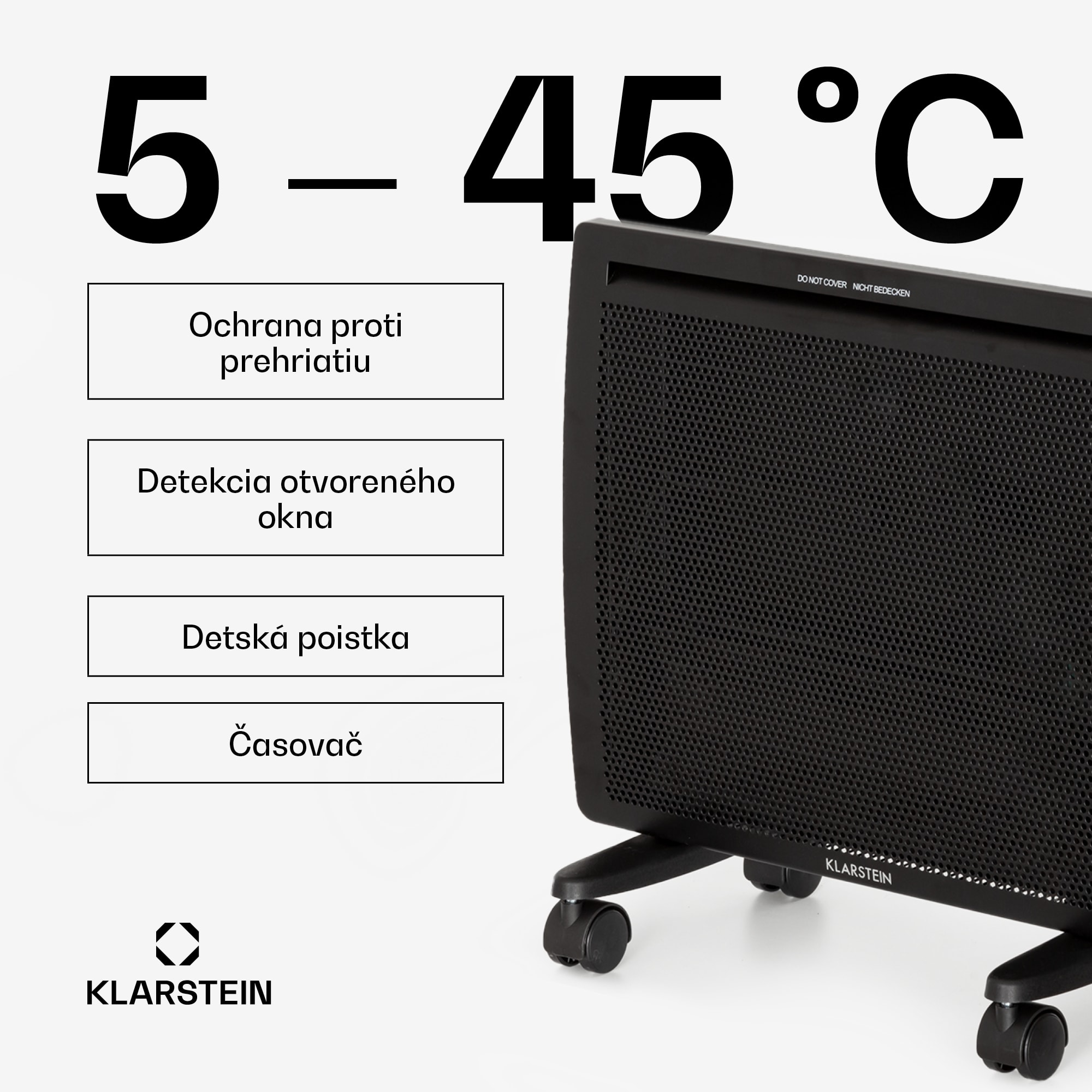 Klarstein Hot Spot Slimcurve Double Wave, konvektor, ohrievač 2 v 1, 1000 W, týždenný časovač, čierny – Obrázok 3