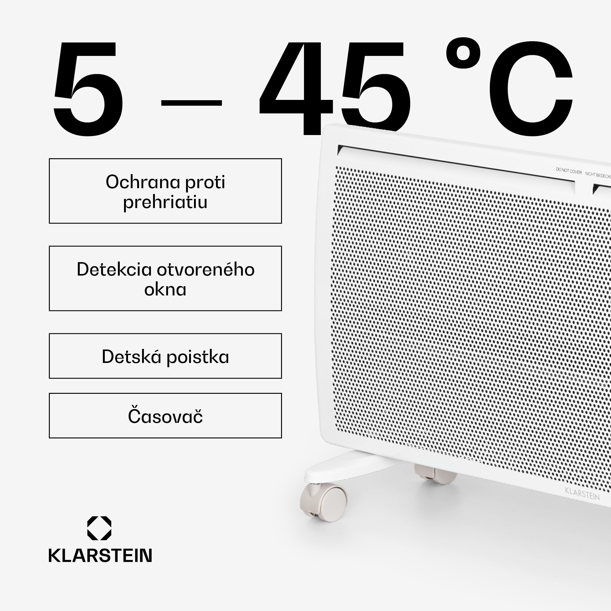 Klarstein Hot Spot Slimcurve Double Wave, konvektor, ohrievač 2 v 1, 2000 W, týždenný časovač, biely – Obrázok 3