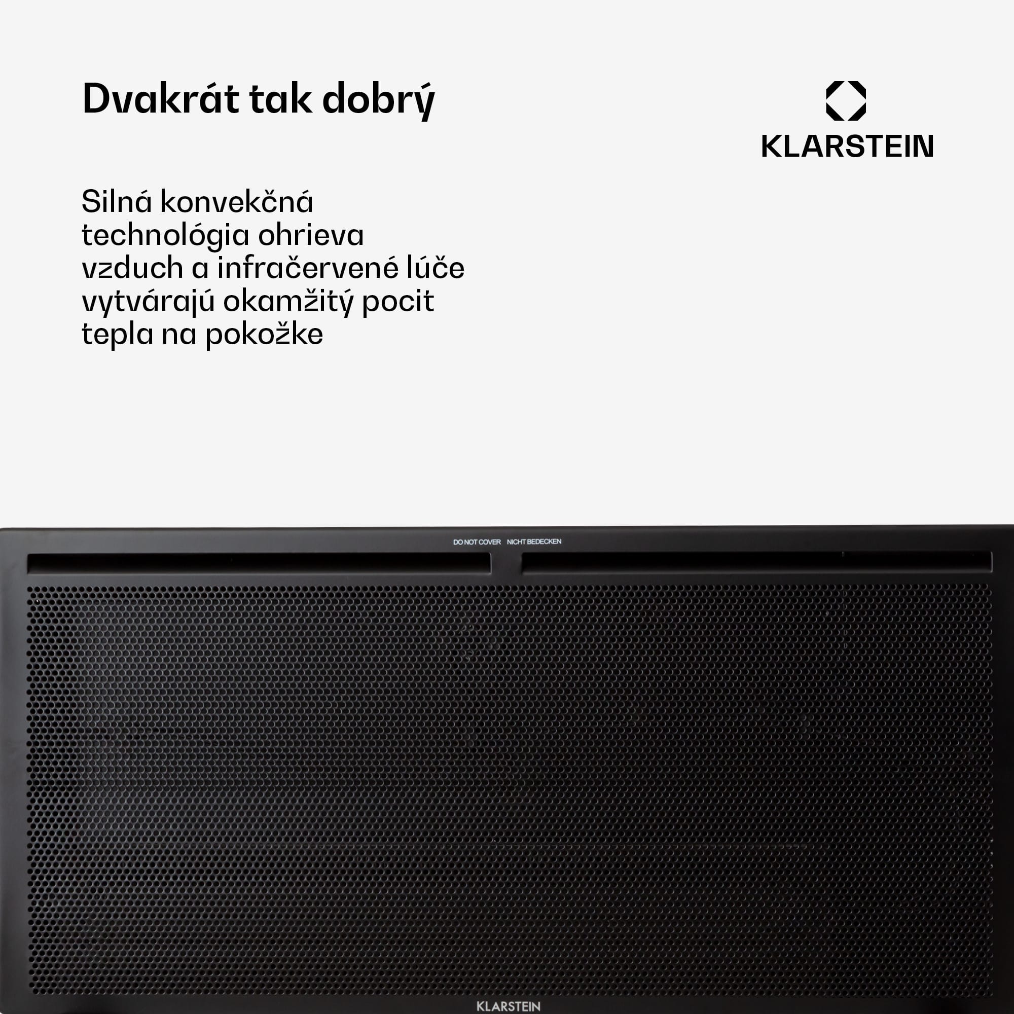 Klarstein Hot Spot Slimcurve Double Wave, konvektor, ohrievač 2 v 1, 2000 W, týždenný časovač, čierny