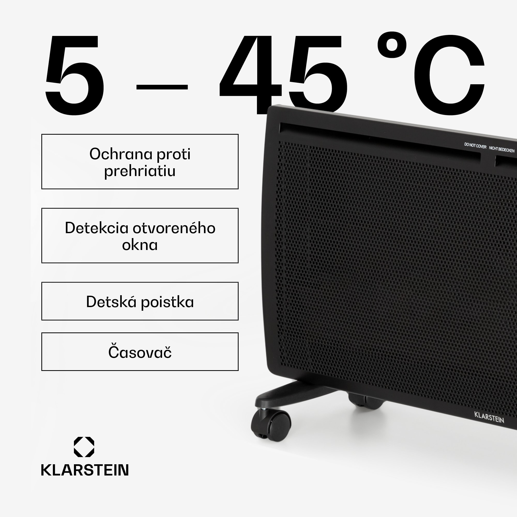 Klarstein Hot Spot Slimcurve Double Wave, konvektor, ohrievač 2 v 1, 2000 W, týždenný časovač, čierny – Obrázok 3