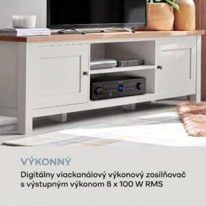 Auna AMP-CD950 DG, digitálny viackanálový zosilňovač, 8 x 100 W, BT, opt. vstup, diaľkový ovládač