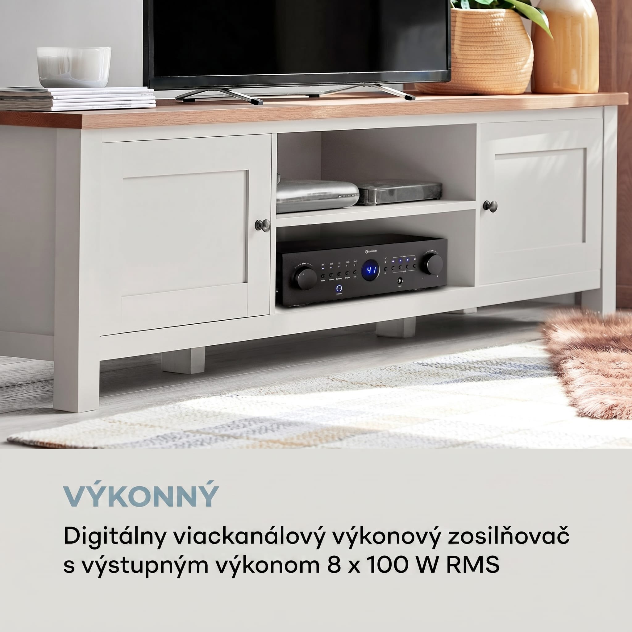 Auna AMP-CD950 DG, digitálny viackanálový zosilňovač, 8 x 100 W, BT, opt. vstup, diaľkový ovládač