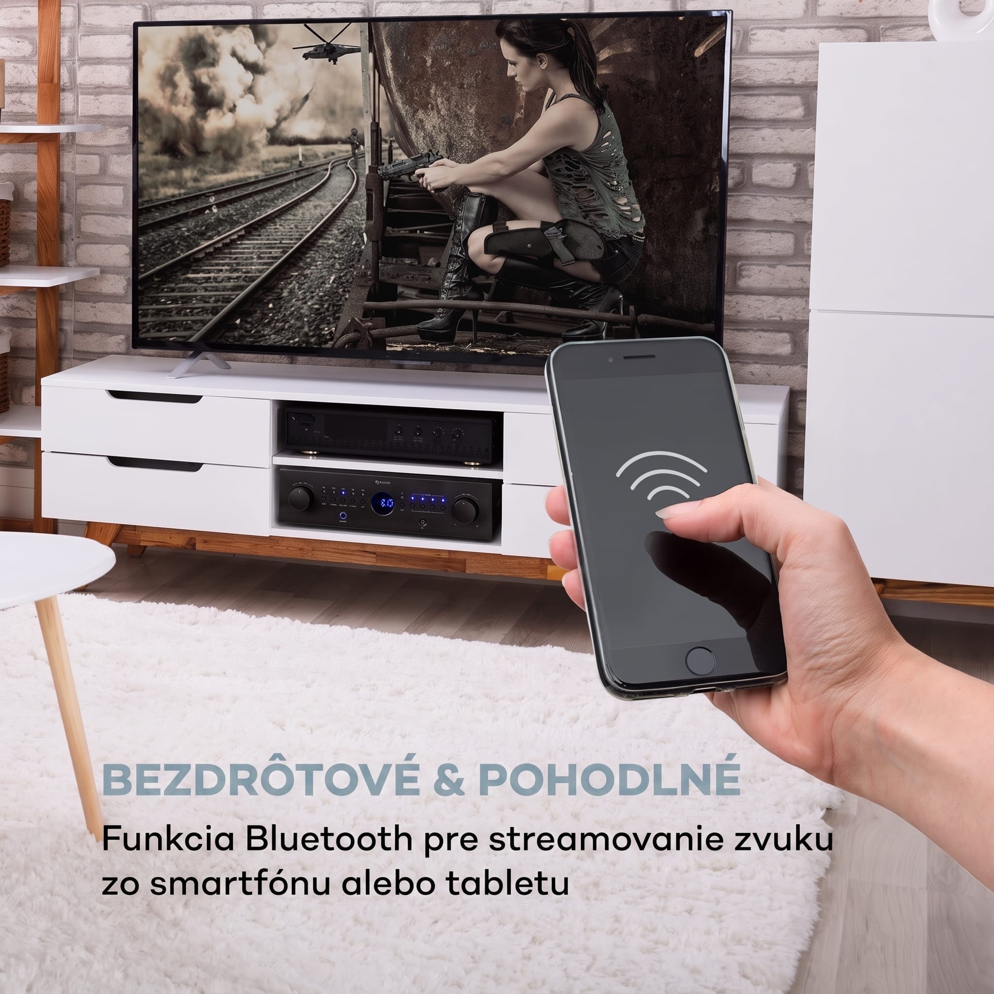 Auna AMP-CD950 DG, digitálny viackanálový zosilňovač, 8 x 100 W, BT, opt. vstup, diaľkový ovládač – Obrázok 3