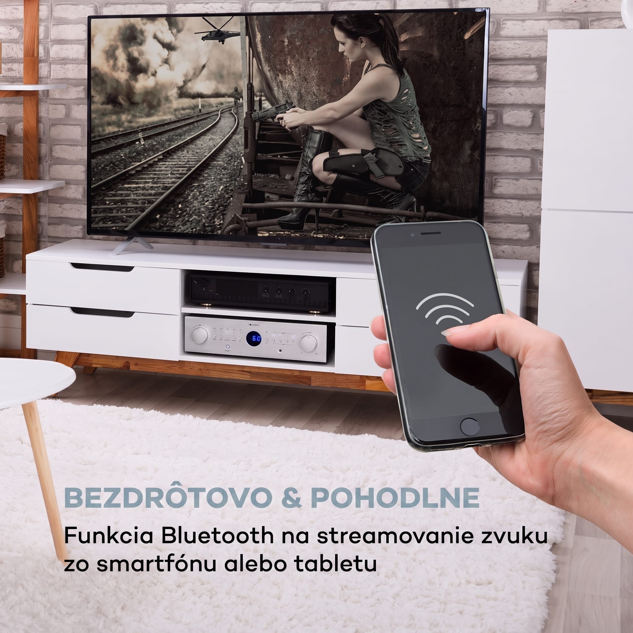 Auna AMP-CD950 DG, digitálny viackanálový zosilňovač, 8 x 100 W, BT, opt. vstup, diaľkový ovládač – Obrázok 3