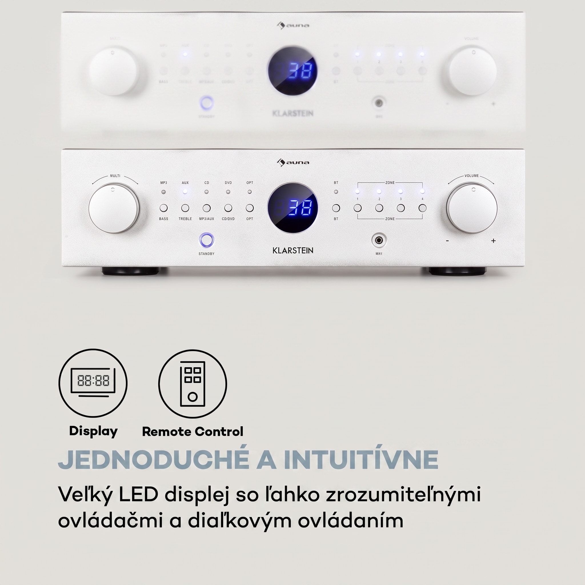 Auna AMP-CD950 DG, digitálny viackanálový zosilňovač, 8 x 100 W, BT, opt. vstup, diaľkový ovládač – Obrázok 4