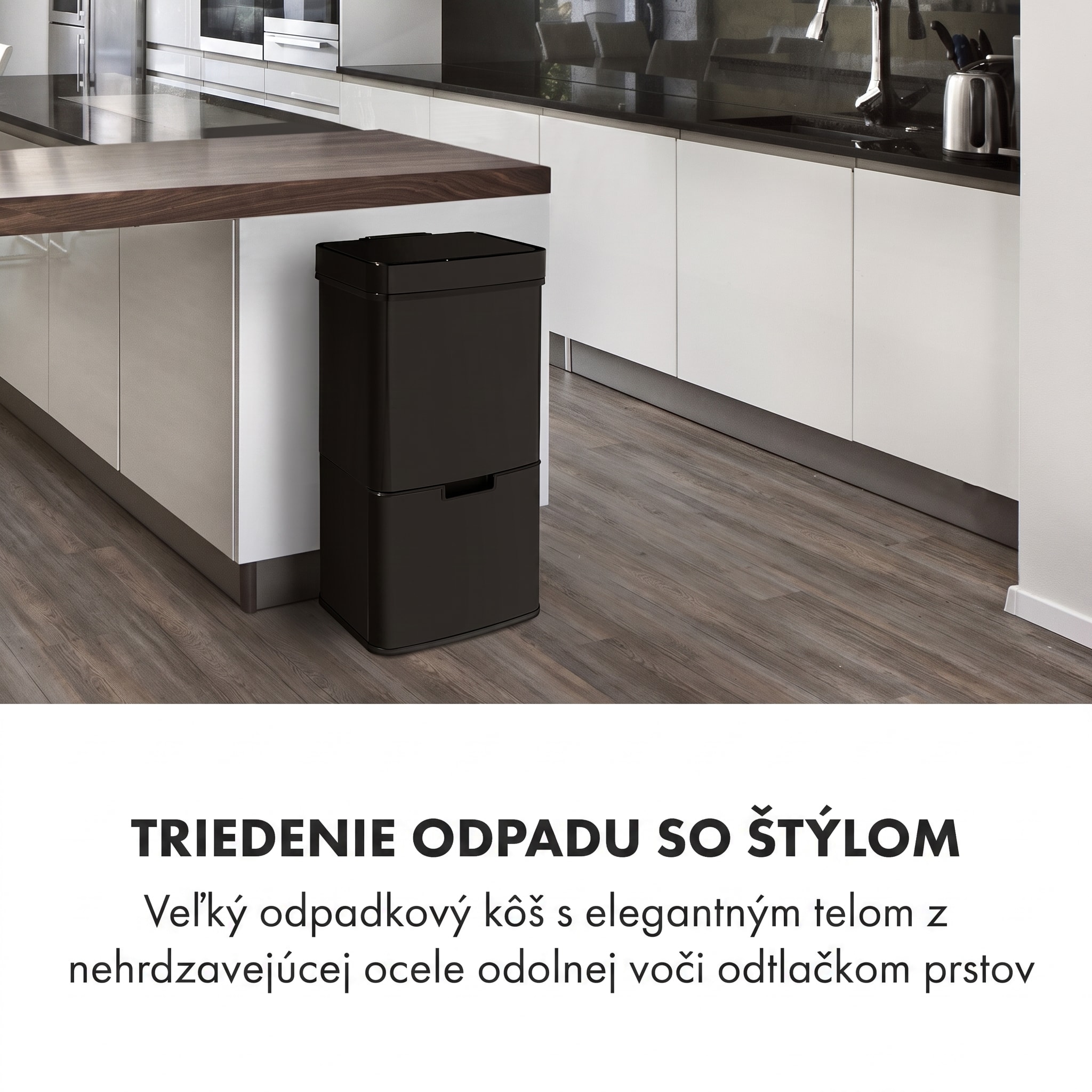 Klarstein Touchless Black Stainless Steel, odpadkový kôš, senzor, 72 l, čierny