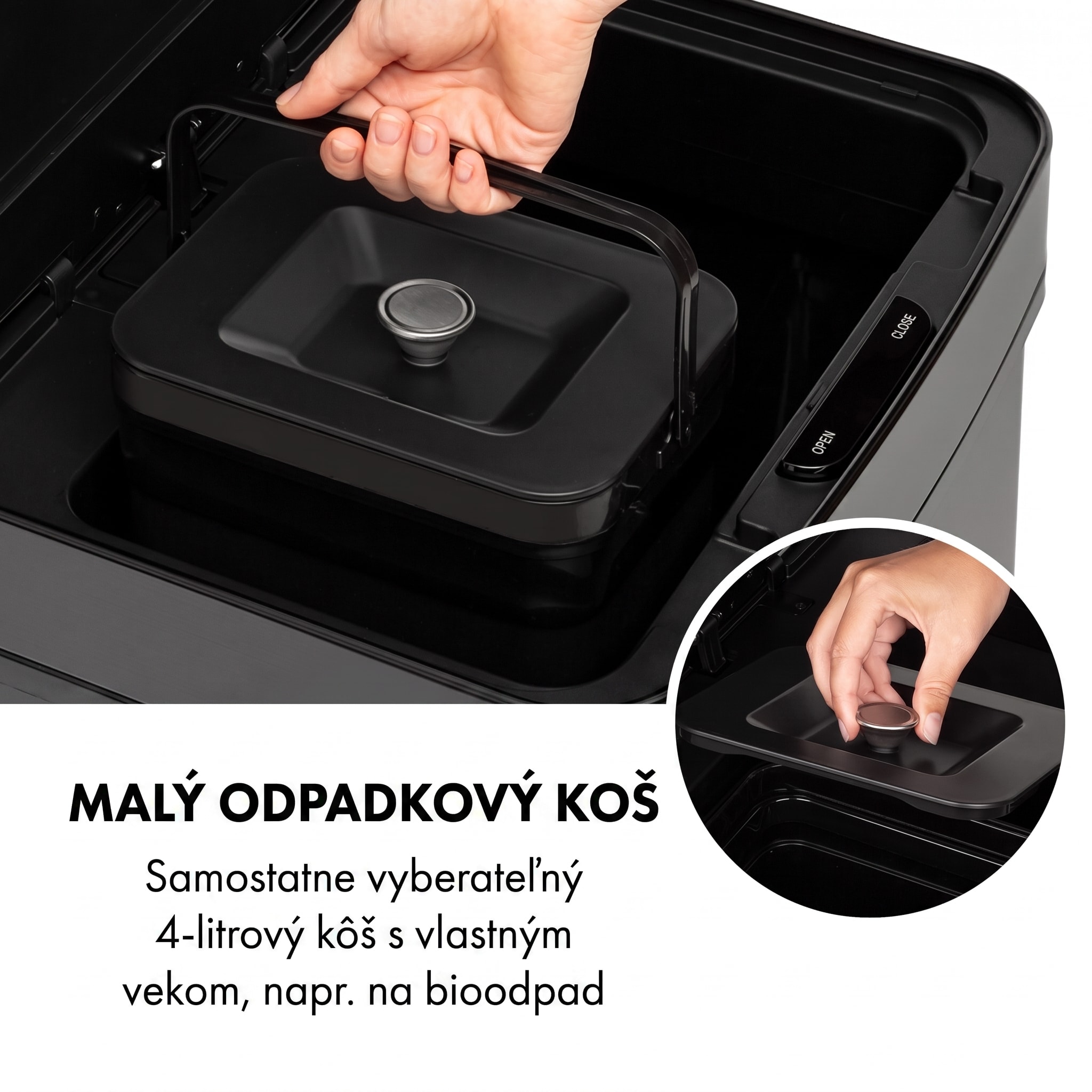 Klarstein Touchless Black Stainless Steel, odpadkový kôš, senzor, 72 l, čierny – Obrázok 3