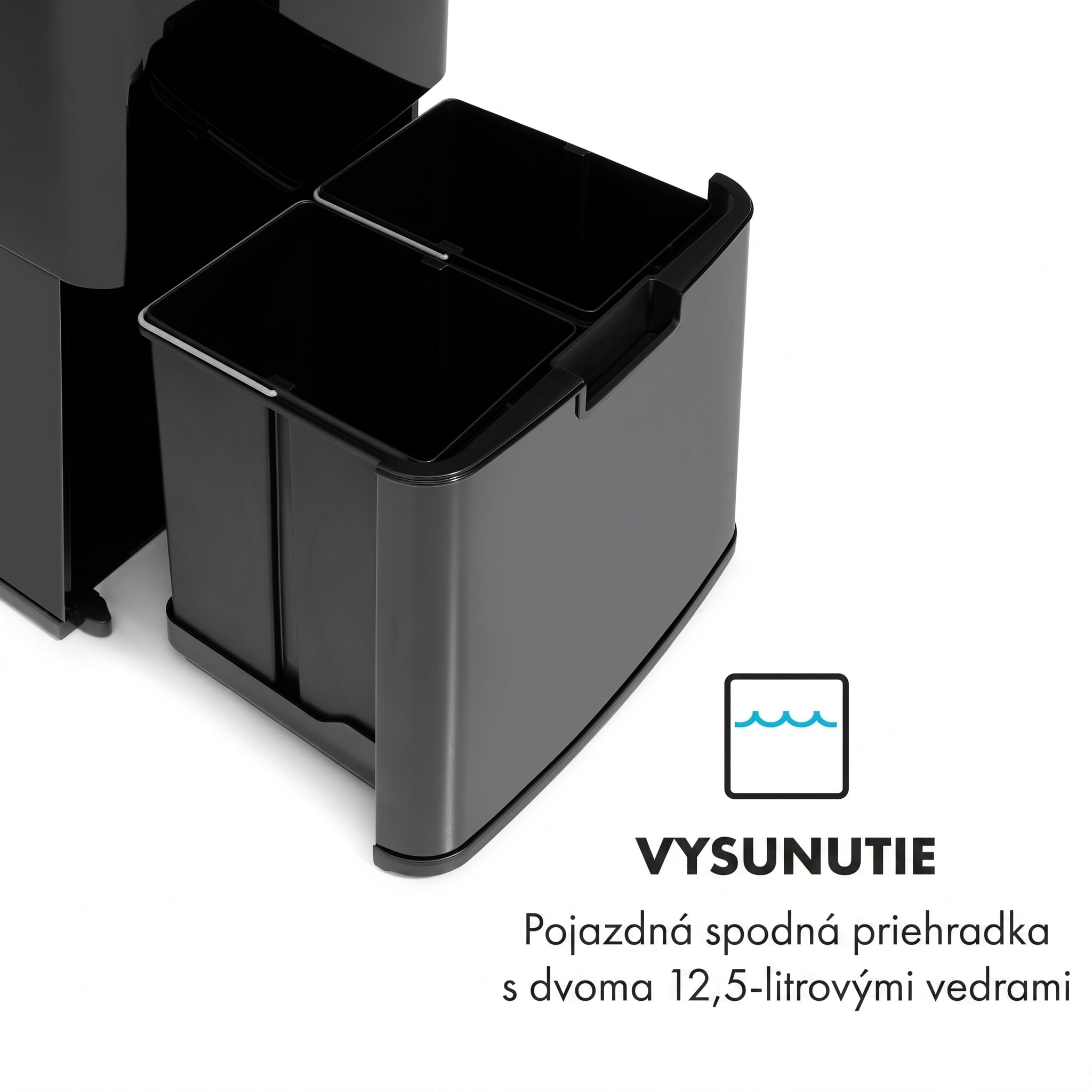 Klarstein Touchless Black Stainless Steel, odpadkový kôš, senzor, 72 l, čierny – Obrázok 4