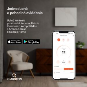 Klarstein Wonderwall Air Art Smart, infračervený ohrievač, 60 x 60 cm, 350 W, aplikácia, mandľový kvet