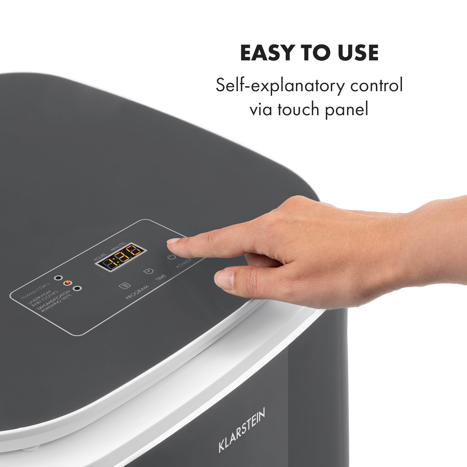 Klarstein Zap Dry, sušička bielizne, 820 W, 50 l, dotykový ovládací panel, LED displej – Obrázok 4