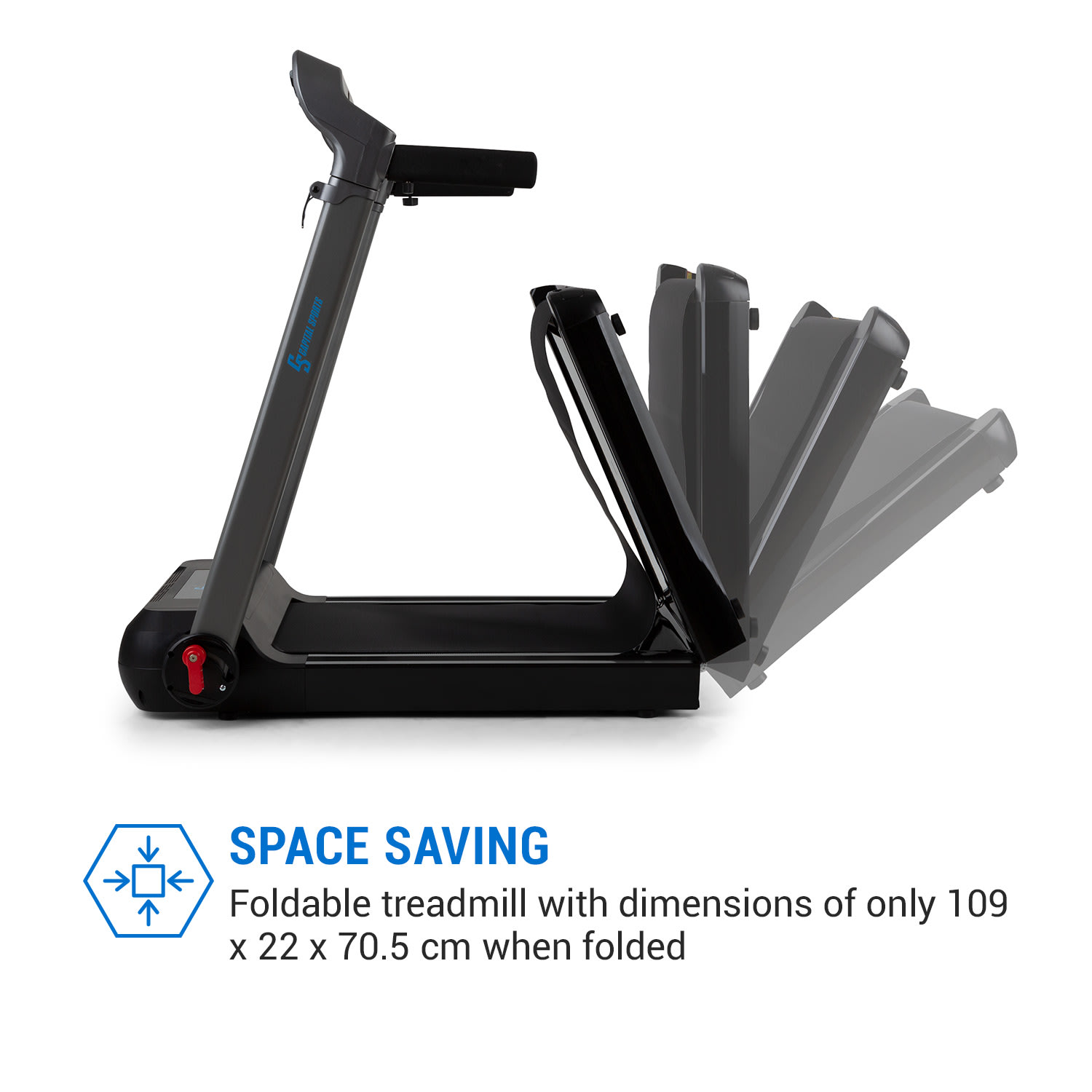 Capital Sports Compact Space X, bežecký pás, bežecká plocha 123 x 44 cm, 1,5 PS, skladací – Obrázok 2