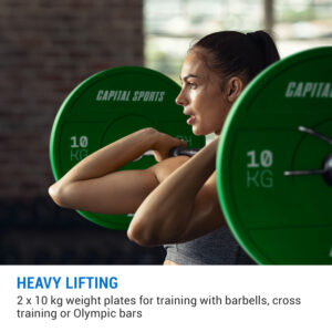 Capital Sports Nipton 2021, kotúč na činku, bumper kotúč, 2 × 10 kg, Ø 50,4 mm, tvrdá guma
