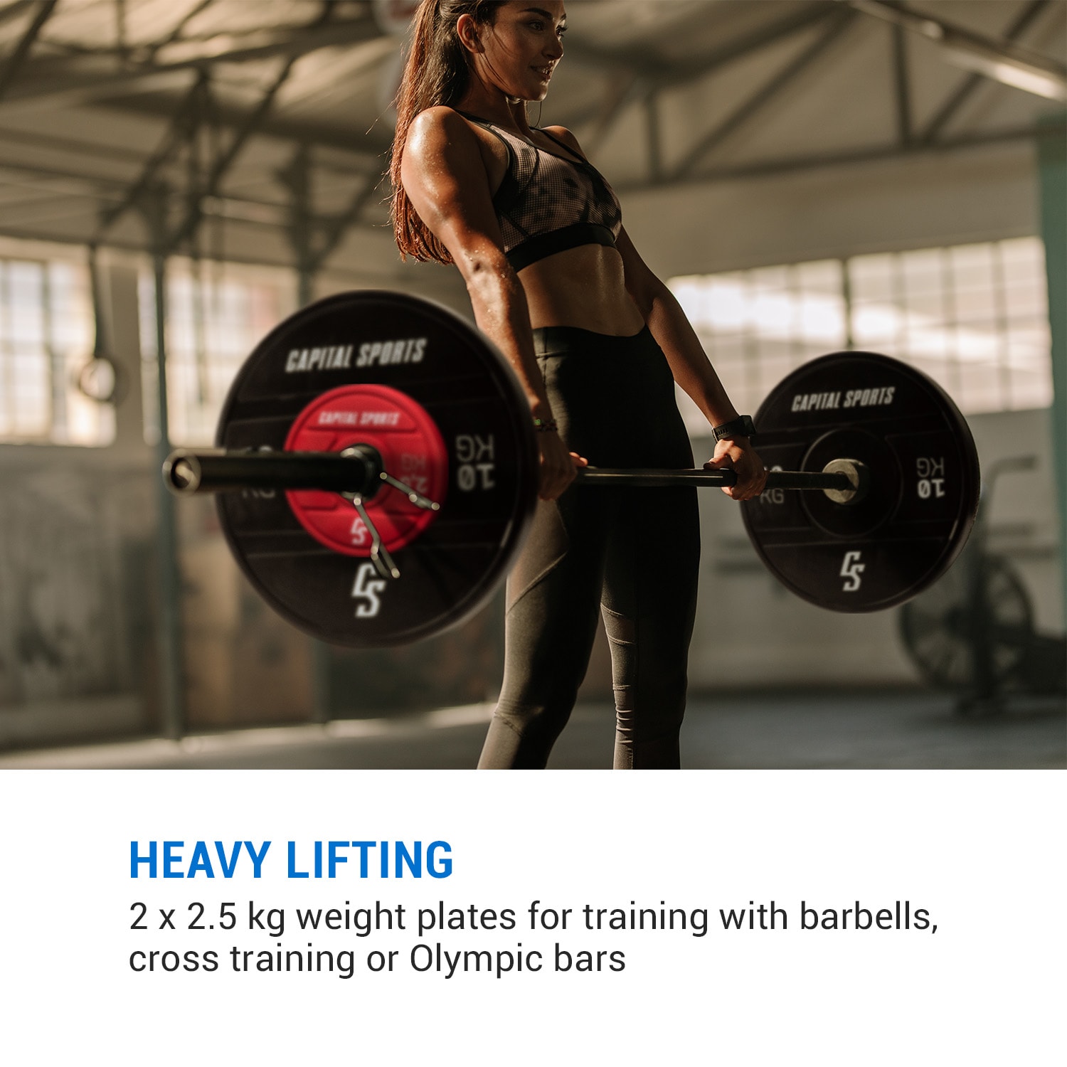 Capital Sports Nipton 2021, kotúč na činku, bumper kotúč, 2 × 2,5 kg, Ø 50,4 mm, tvrdá guma