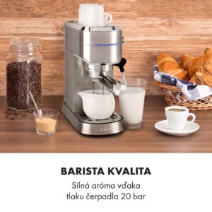 Klarstein Futura, pákový kávovar, 1450 W, 20 bar, 1,25 l, nehrdzavejúca oceľ
