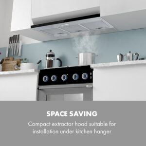 Klarstein Contempo 90, digestor, 90 cm, podskrinkový, 175 m³/h, LED, nehrdzavejúca oceľ, akryl, čierny