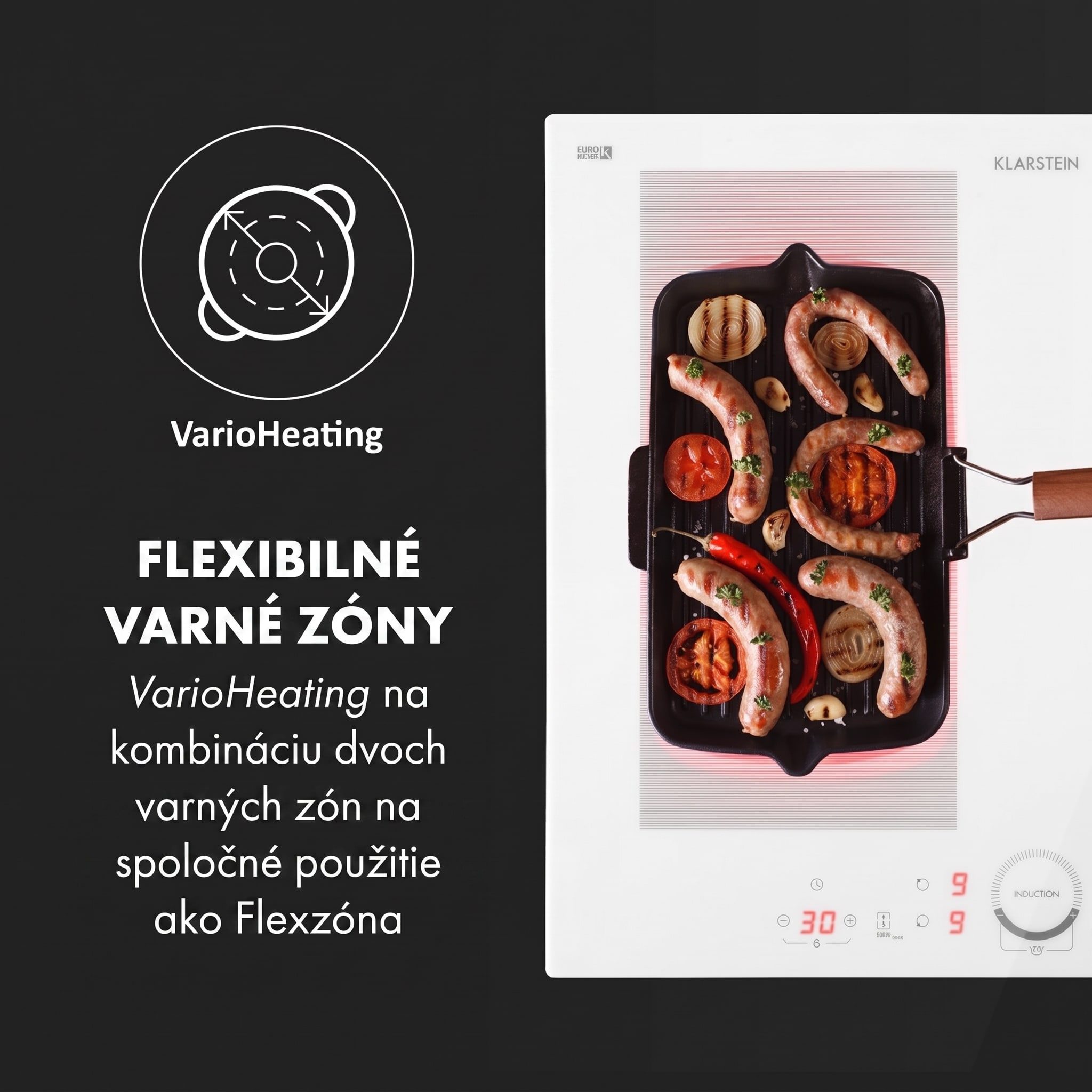 Klarstein Delicatessa 60 Hybrid, vstavaná indukčná varná doska, 7000 W, 4 zóny – Obrázok 2