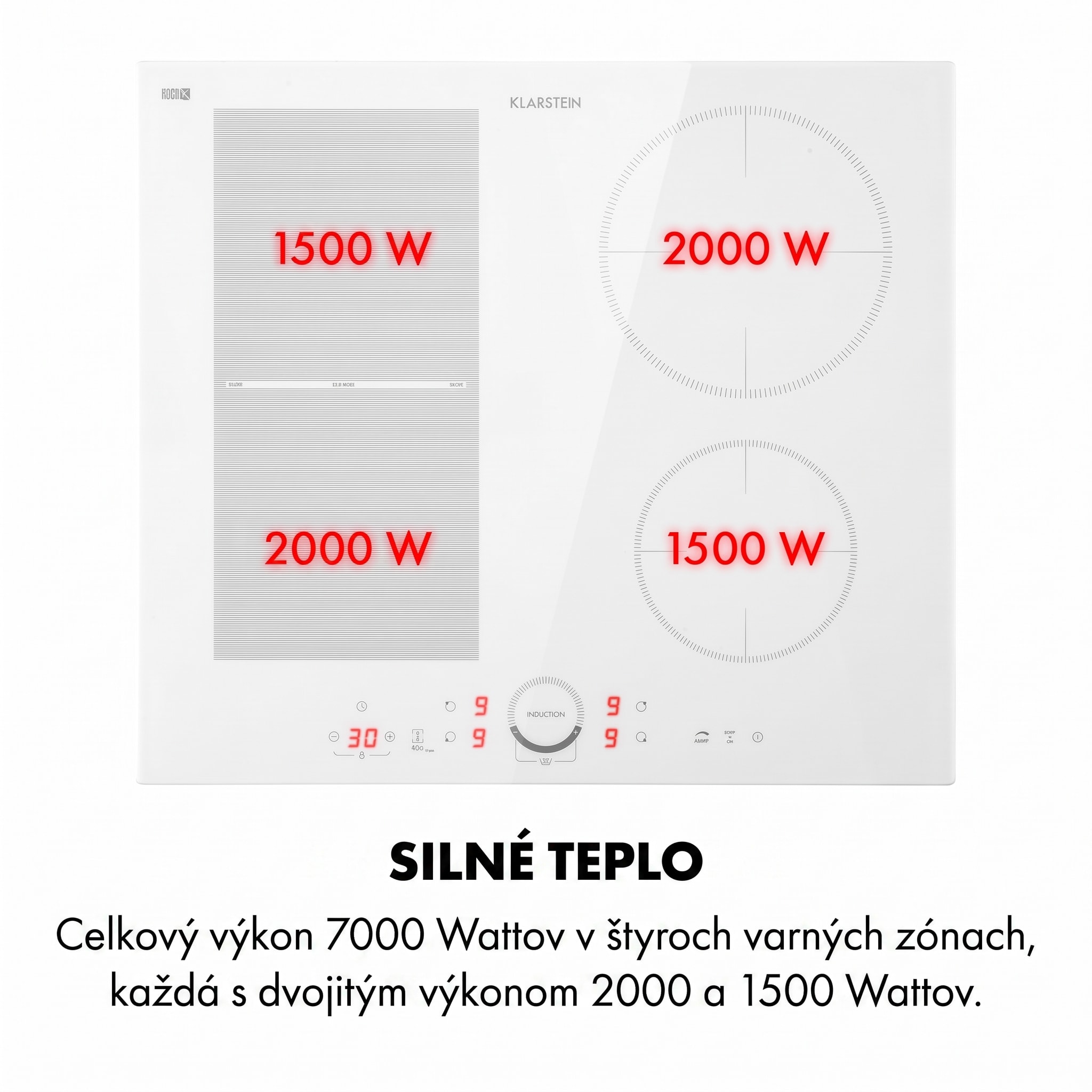 Klarstein Delicatessa 60 Hybrid, vstavaná indukčná varná doska, 7000 W, 4 zóny – Obrázok 3
