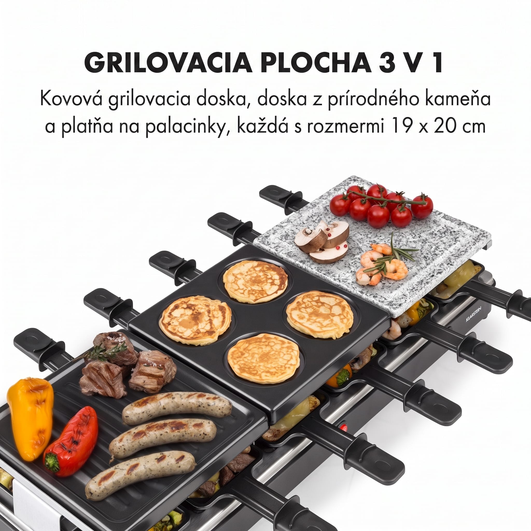 Klarstein Fonduelette XL, raclette gril s fondue 3 v 1, 1650 W, prírodný kameň, pre 12 osôb – Obrázok 2