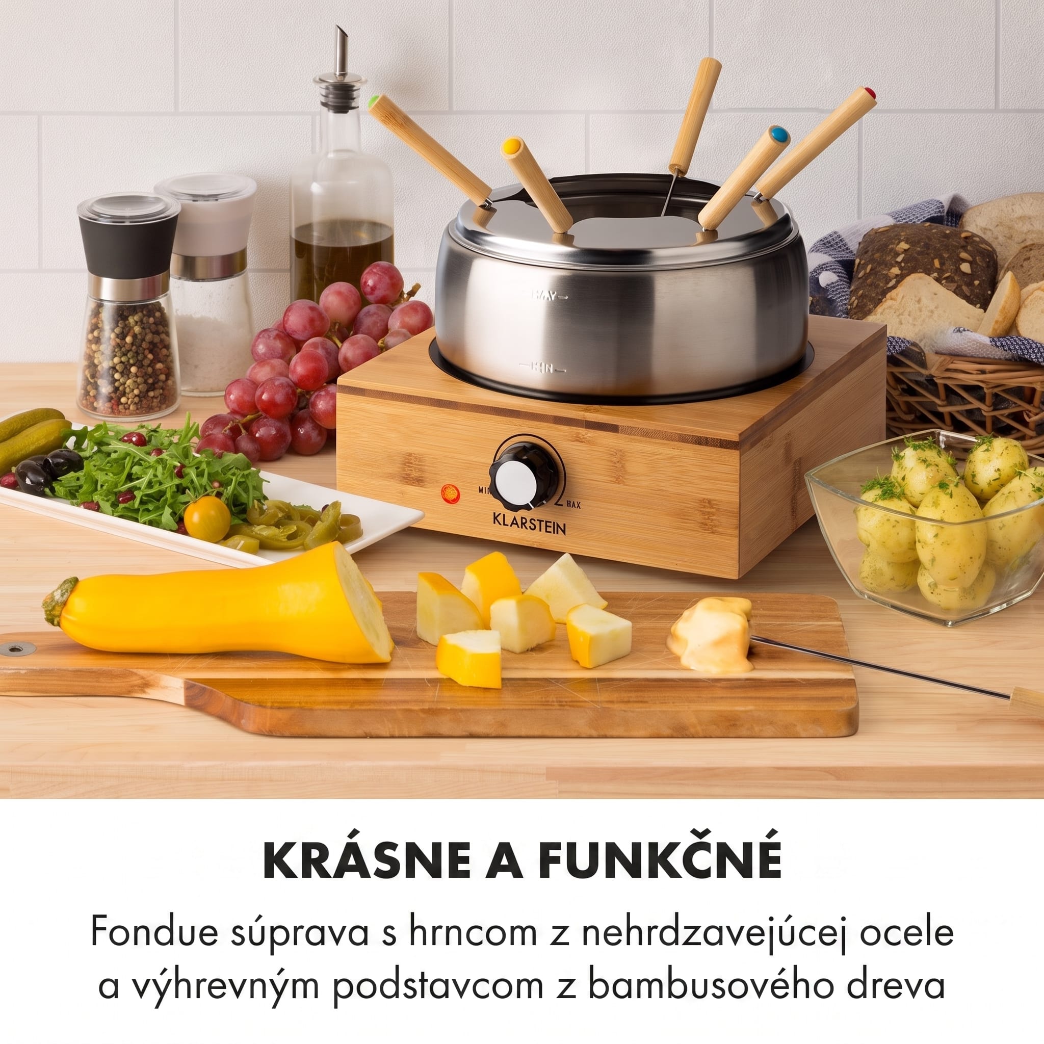 Klarstein Bambus, fondue, 800 W, hrniec z ušľachtilej ocele