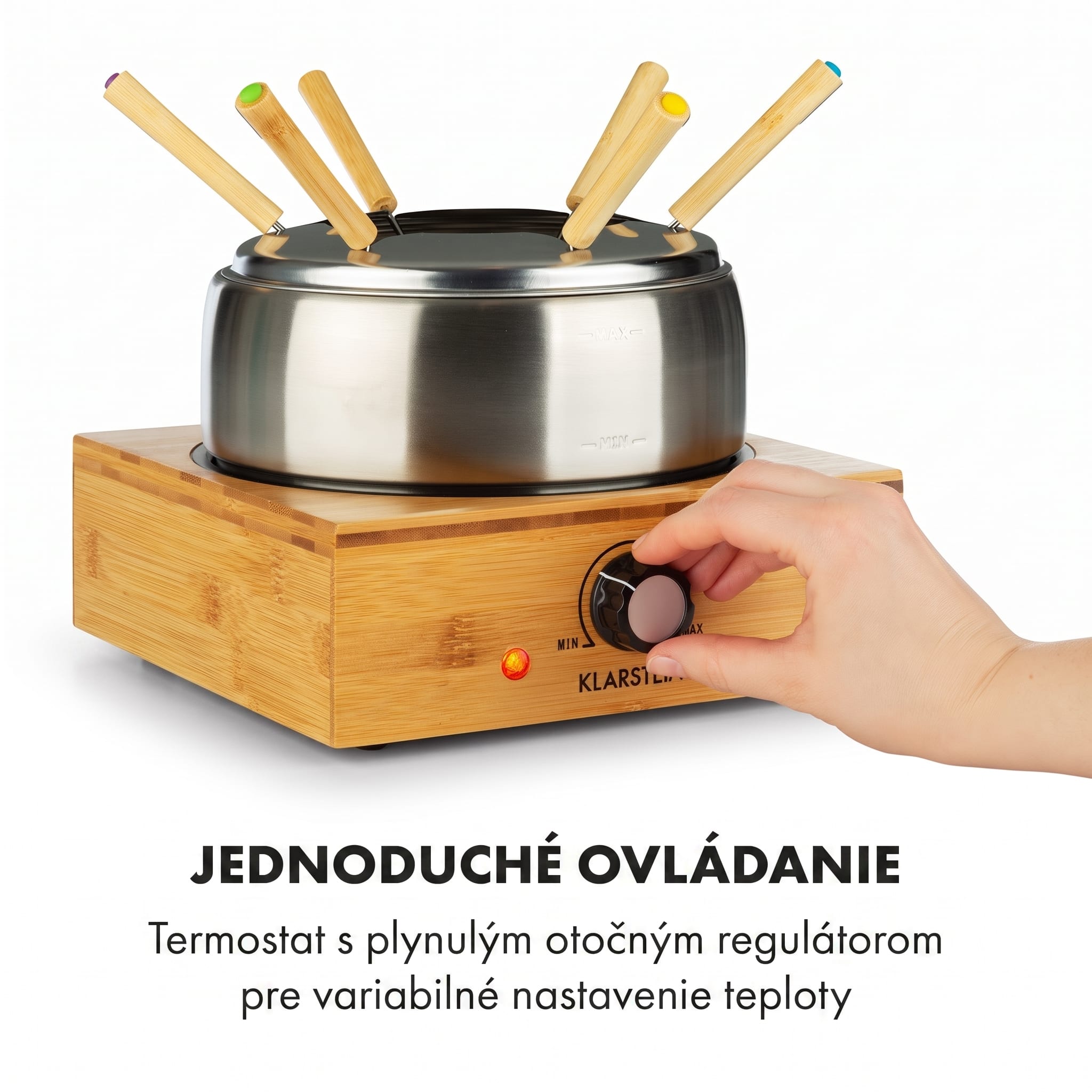 Klarstein Bambus, fondue, 800 W, hrniec z ušľachtilej ocele – Obrázok 4