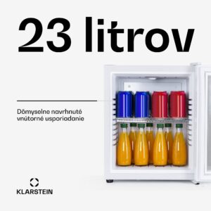Klarstein Brooklyn 23, mini chladnička, sklenené dvierka, LED osvetlenie, police