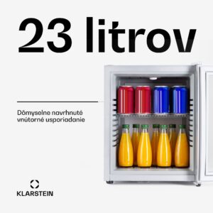 Klarstein Brooklyn 23, mini chladnička, so sklenenými dverami, LED osvetlenie, police
