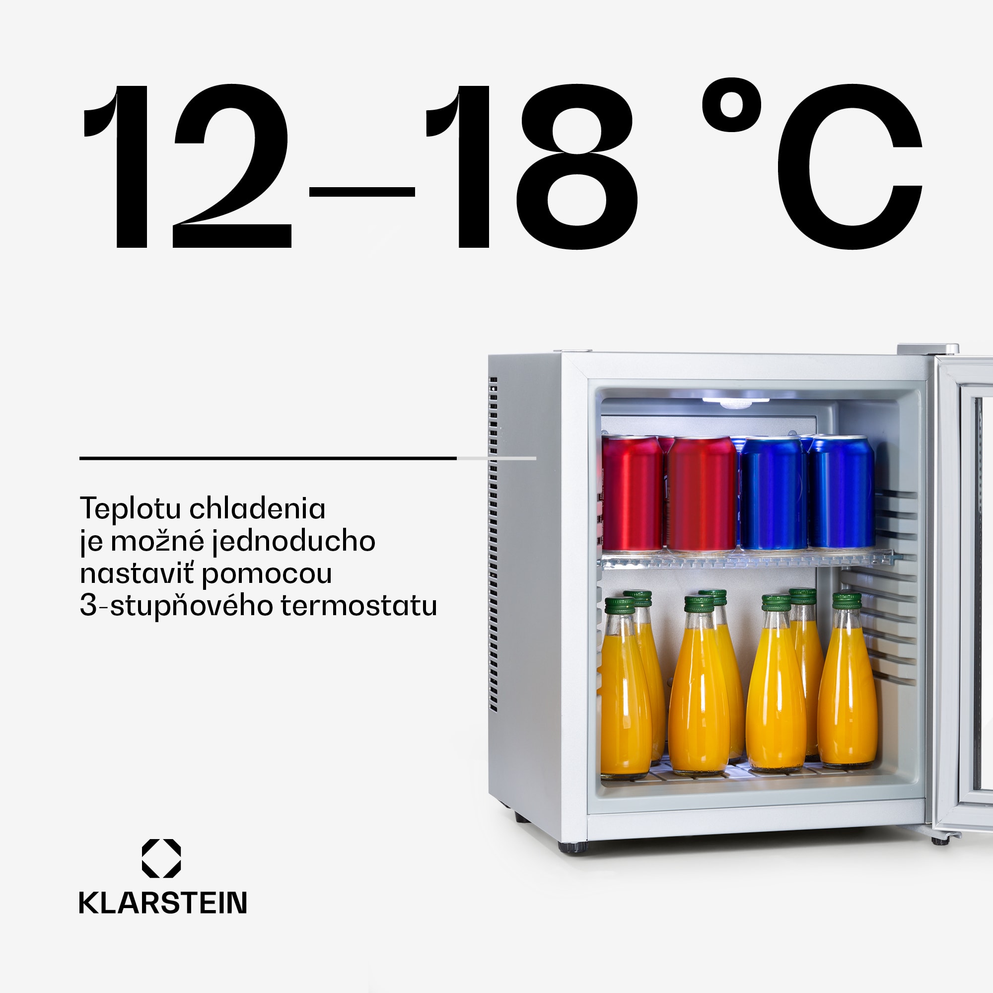 Klarstein Brooklyn 23, mini chladnička, so sklenenými dverami, LED osvetlenie, police – Obrázok 3