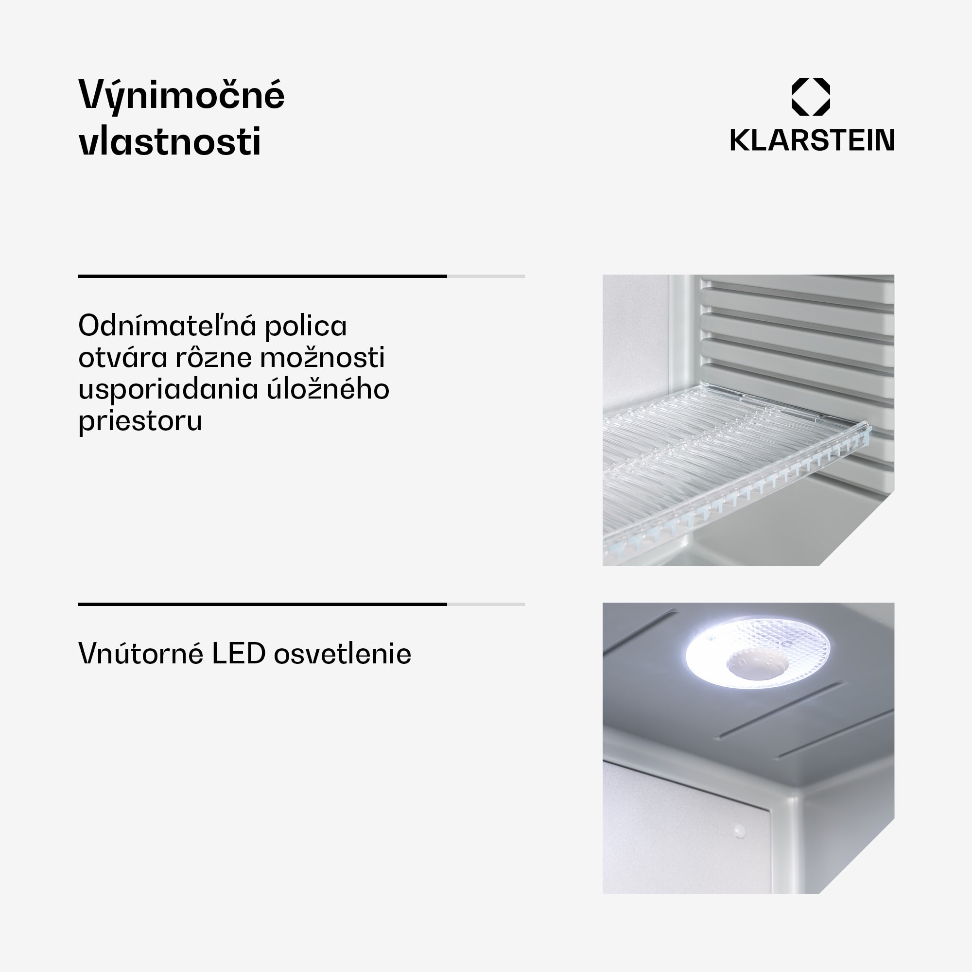 Klarstein Brooklyn 23, mini chladnička, so sklenenými dverami, LED osvetlenie, police – Obrázok 4