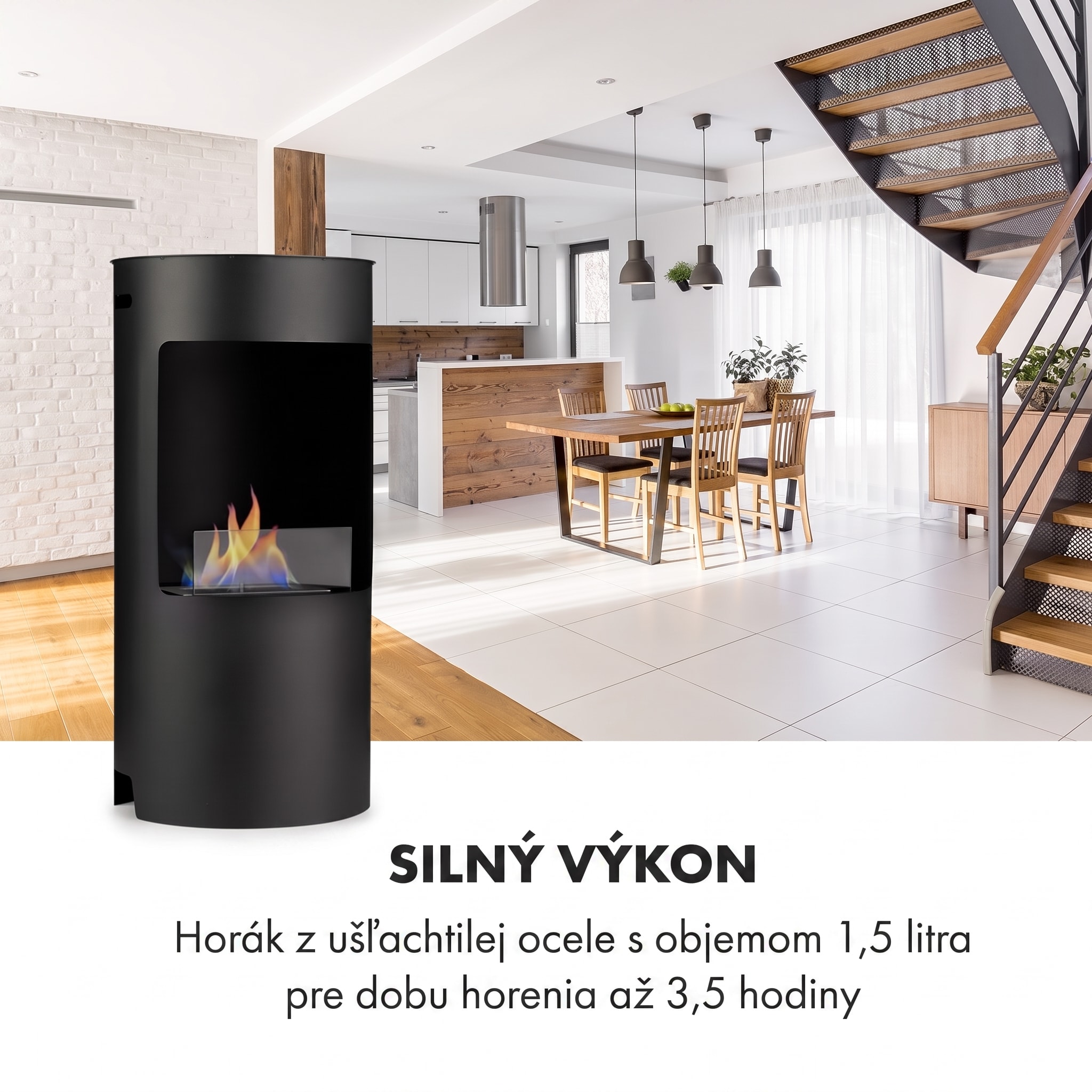 Klarstein Phantasma Niro, etanolový krb, bezpečnostný horák, hasiaca pomôcka, doba horenia 3,5 h – Obrázok 4
