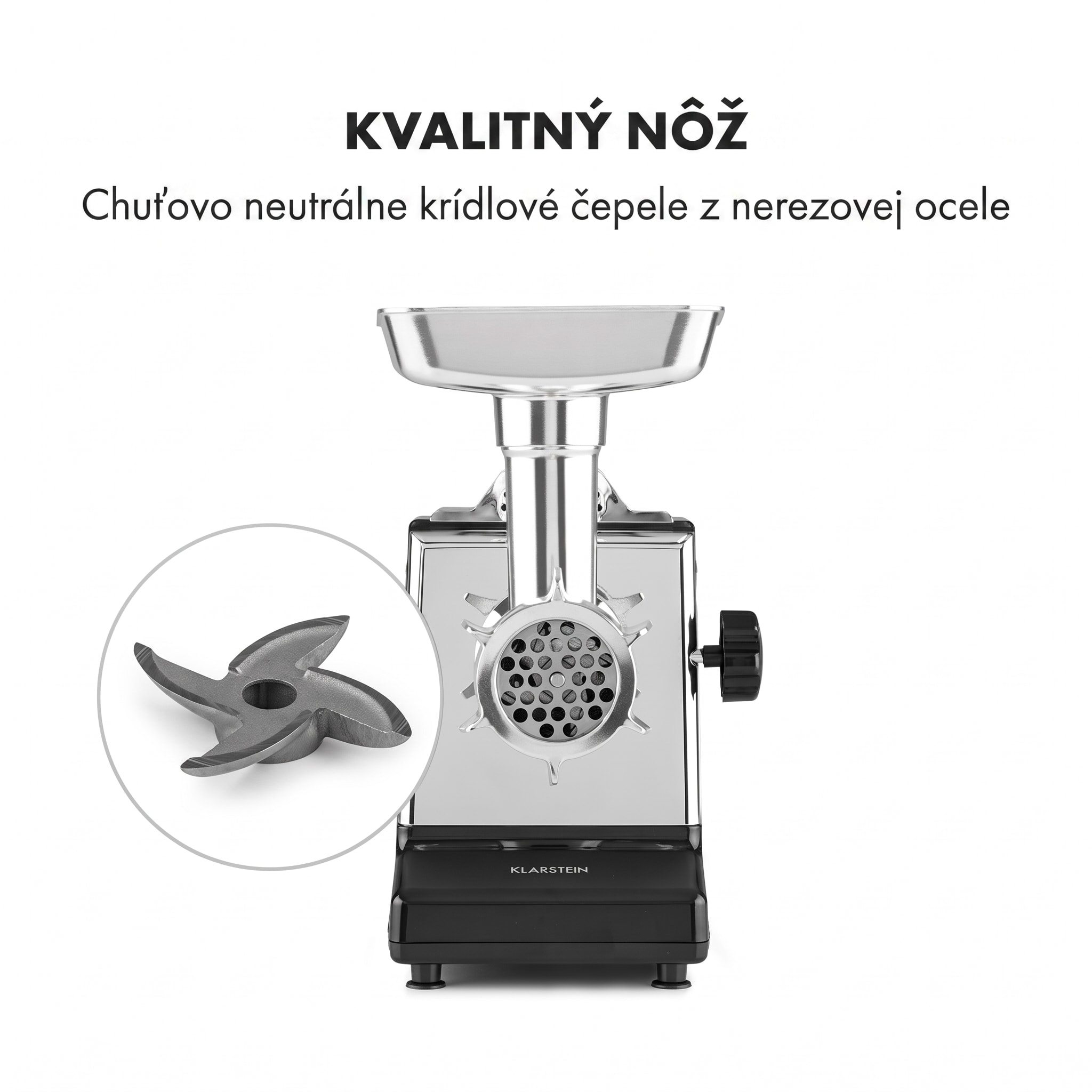 Klarstein Výkonný elektrický mlynček na mäso 700 W medený motor nerezový – Obrázok 3