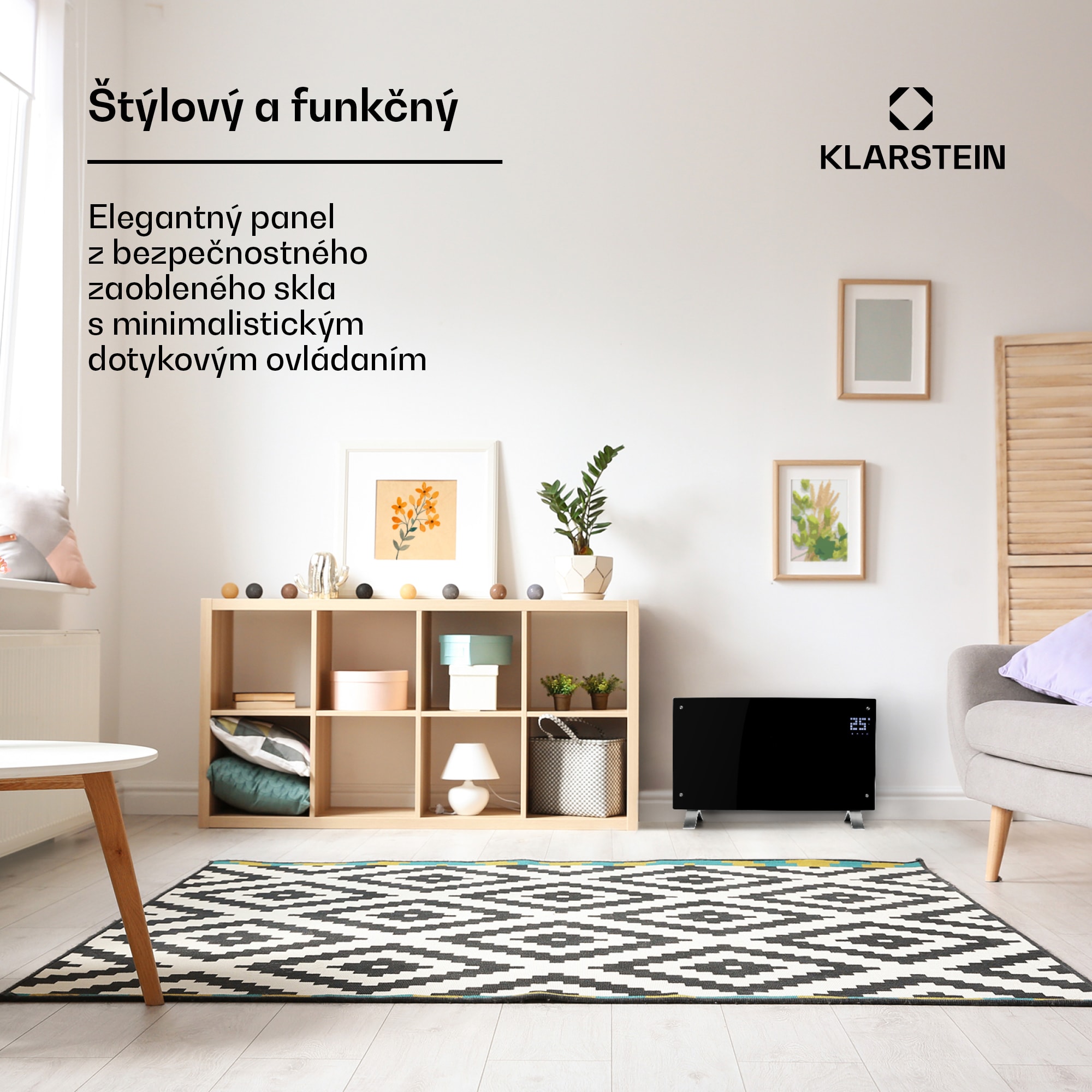 Klarstein Bornholm Curved Smart, konvektor, 2000 W, ovládanie cez aplikáciu, čierny – Obrázok 3