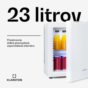 Klarstein Happy Hour, minibar, 5-15°C, energet. trieda G, tichý, 23dB, LED svetlo