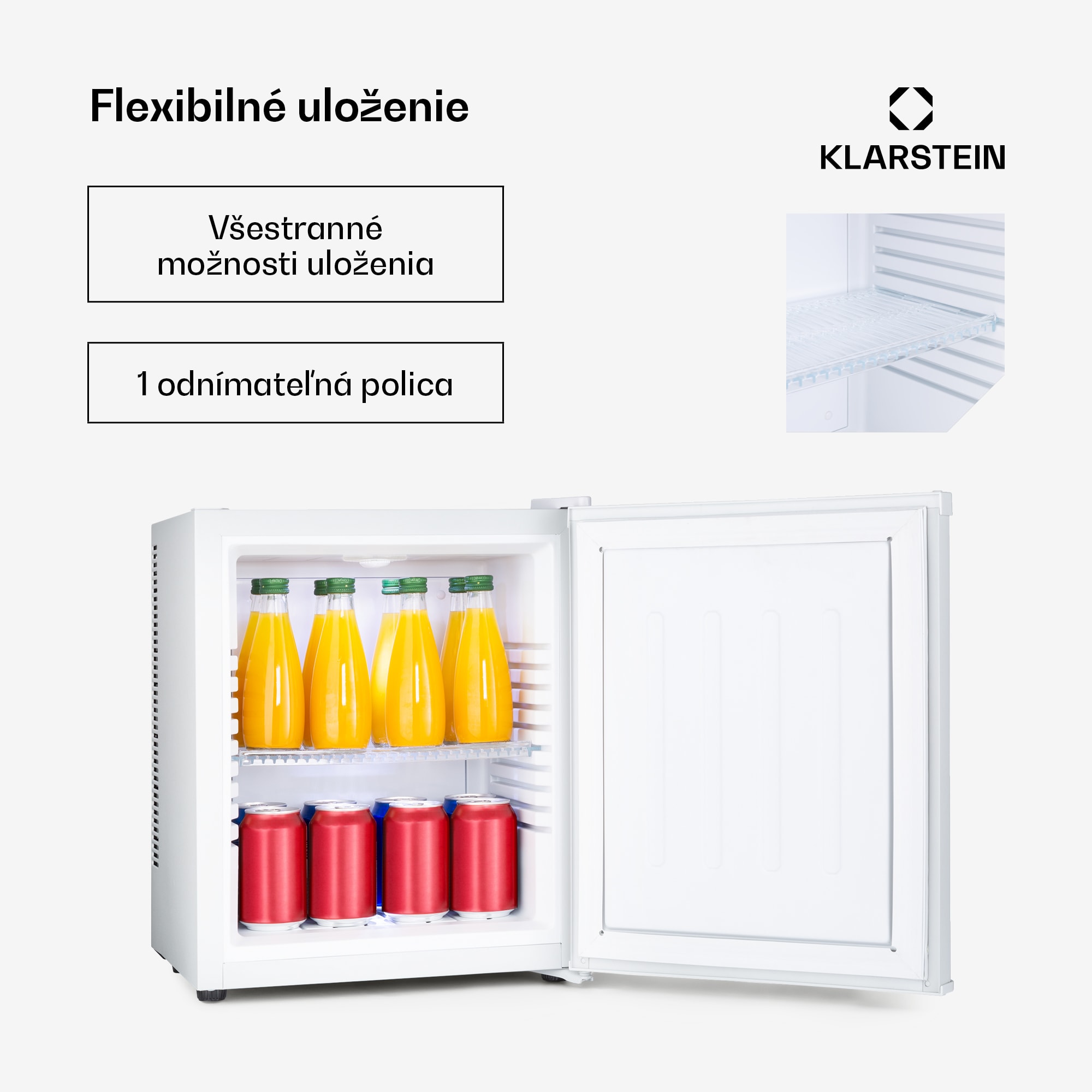 Klarstein Happy Hour, minibar, 5-15°C, energet. trieda G, tichý, 23dB, LED svetlo – Obrázok 4