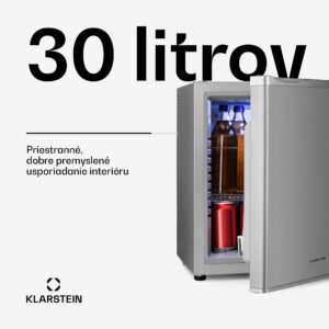 Klarstein Happy Hour 30, minibar, 30 l, 5-15°C, energet. trieda G, tichý, 25 dB, LED svetlo, biely