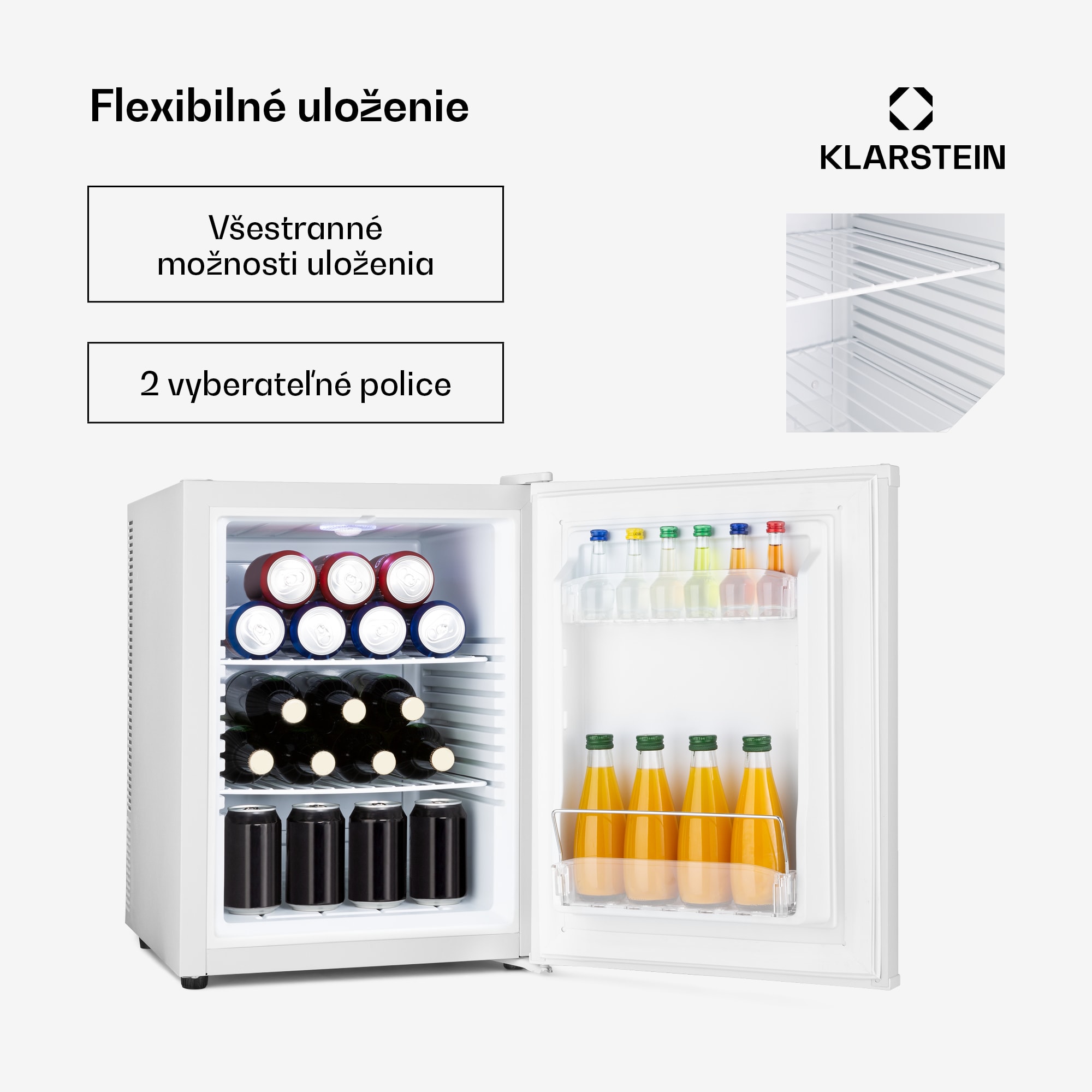 Klarstein Happy Hour 40, mini chladnička, 40 l, 5-15°C, tichá, 23dB, LED-svetlo, biela – Obrázok 4