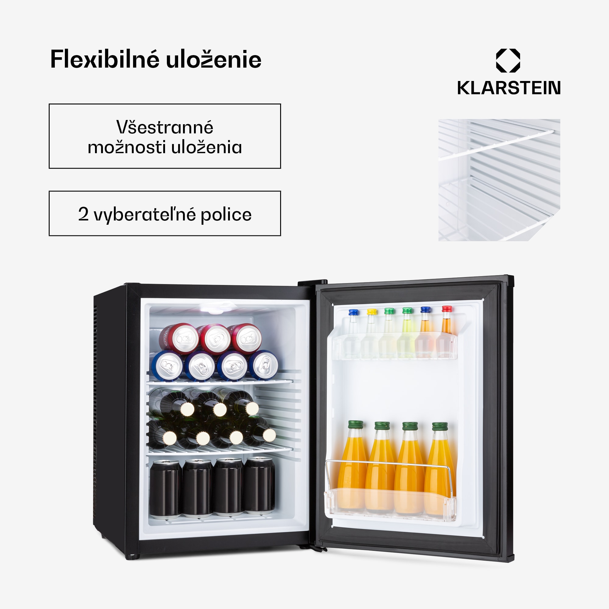 Klarstein Happy Hour 40, mini chladnička, 40 l, 5-15°C, tichá, 23dB, LED-svetlo, čierny – Obrázok 4
