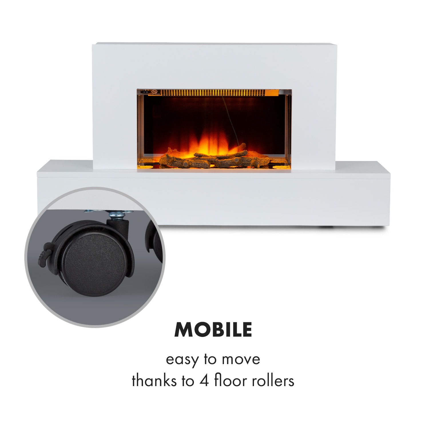 Klarstein Heat 'n Beat, elektrický krb, 900/1800 W, LED, bluetooth reproduktor, biely – Obrázok 3