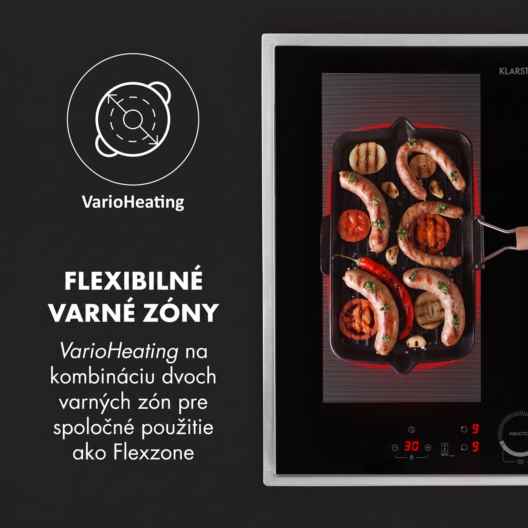 Klarstein Delicatessa 60 Prime, indukčná varná doska, 7000 W, 4 zóny, časovač, čierna – Obrázok 2