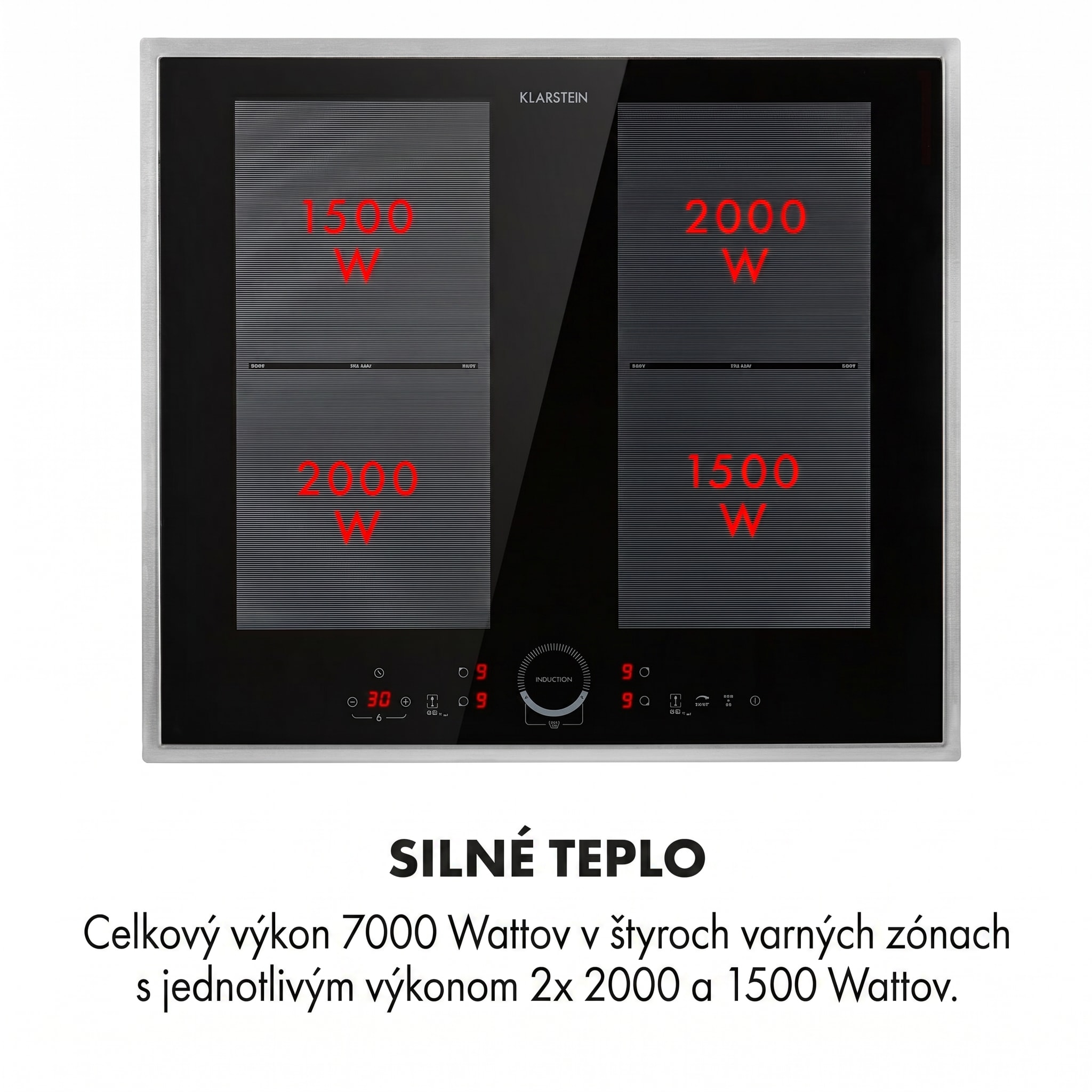 Klarstein Delicatessa 60 Prime, indukčná varná doska, 7000 W, 4 zóny, časovač, čierna – Obrázok 3