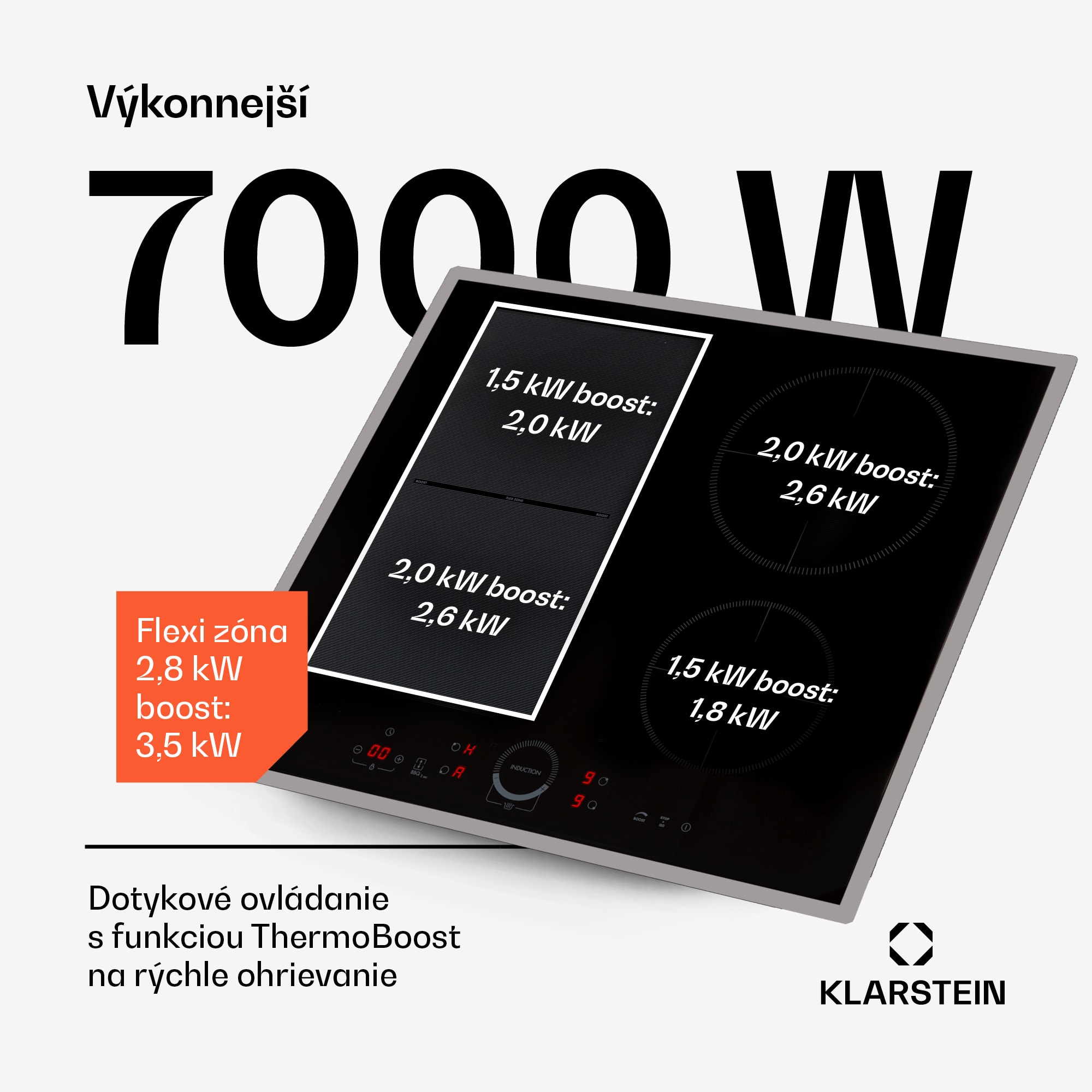Klarstein Delicatessa 60 Hybrid Prime, indukčná varná doska, 7000 W, 4 zón, čierna – Obrázok 2