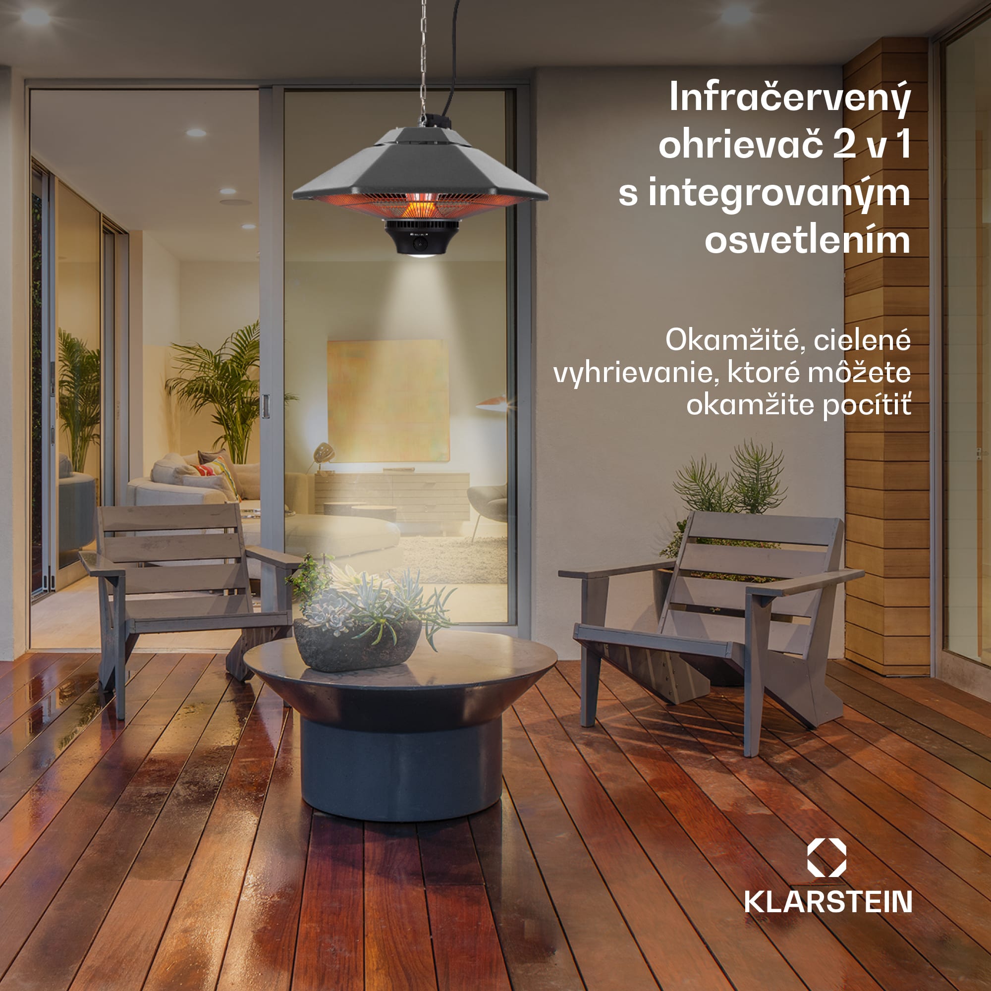 Blumfeldt Heat Hexa, infračervený ohrievač, 800/1200 W, halogén, IP34, LED, bronzový – Obrázok 3