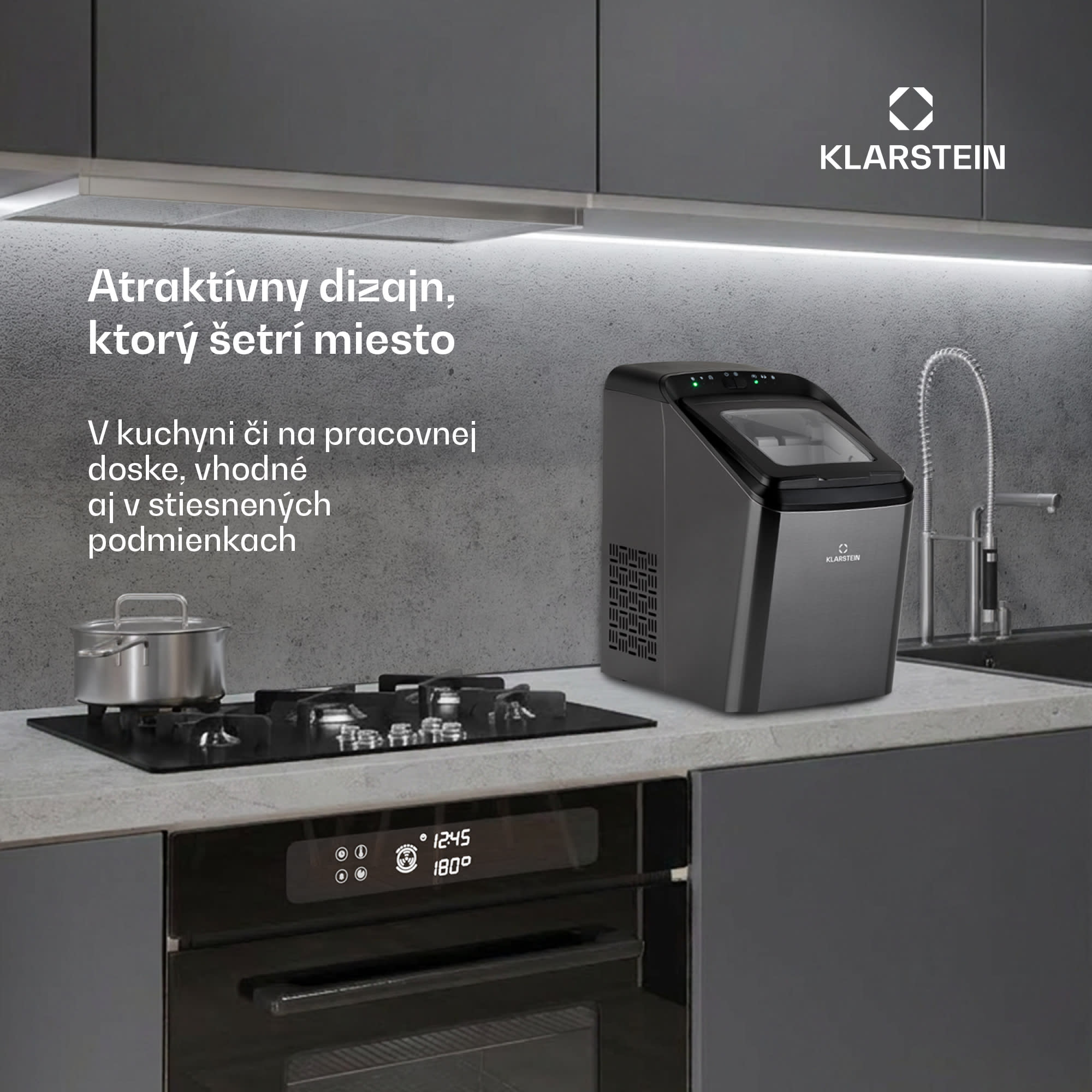 Klarstein Partytime, výrobník ľadu, číry ľad, 15kg/24h, ušľachtilá oceľ – Obrázok 2