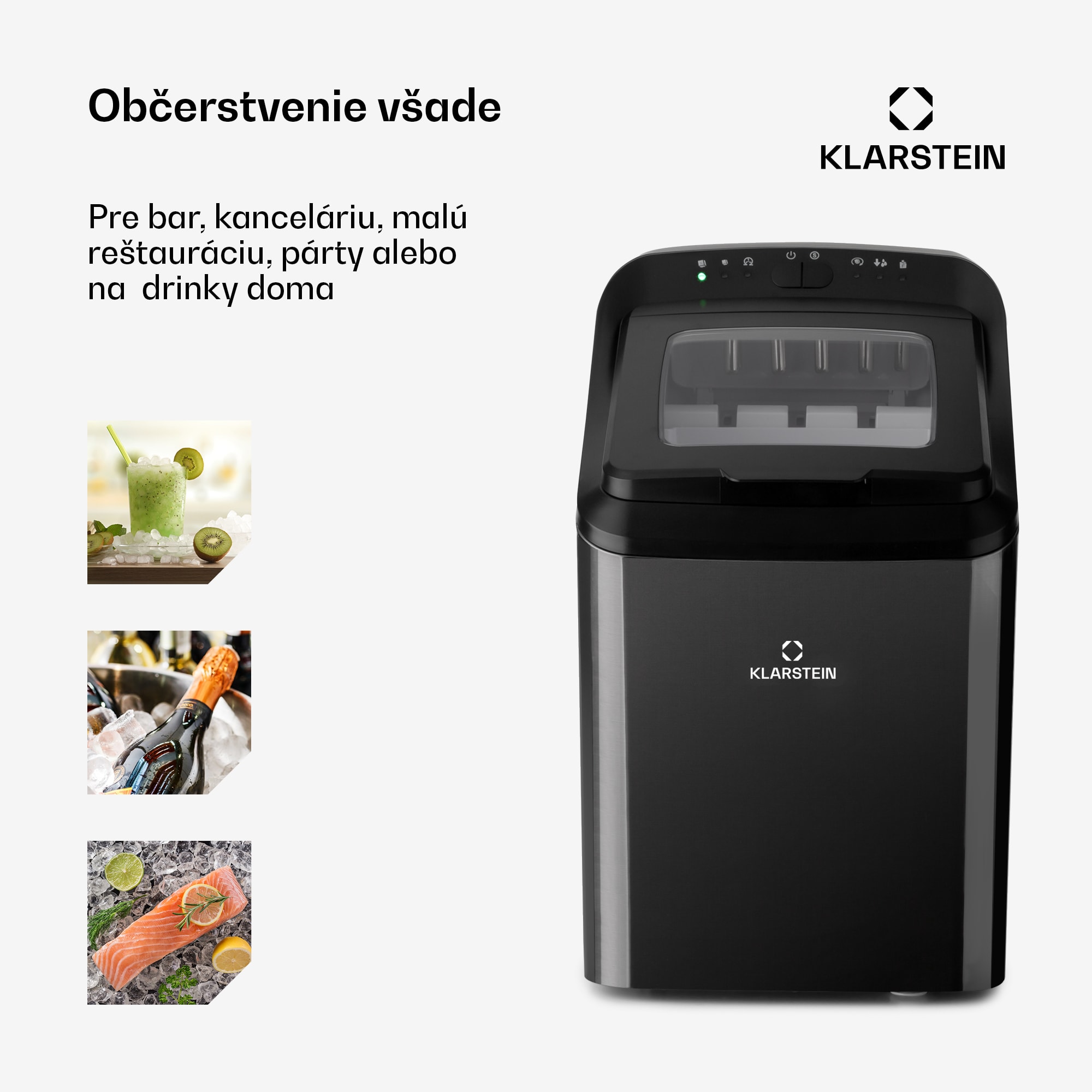 Klarstein Partytime, výrobník ľadu, číry ľad, 15kg/24h, ušľachtilá oceľ – Obrázok 3