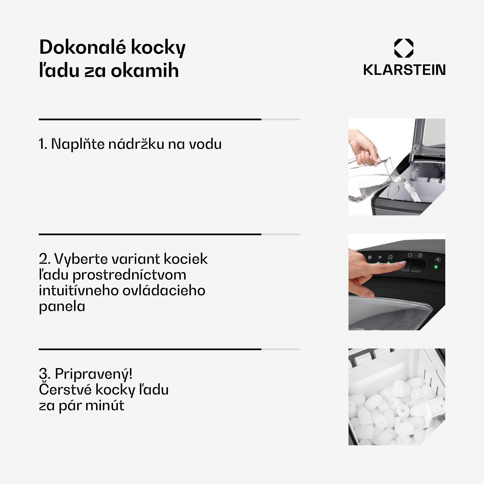 Klarstein Partytime, výrobník ľadu, číry ľad, 15kg/24h, ušľachtilá oceľ – Obrázok 4