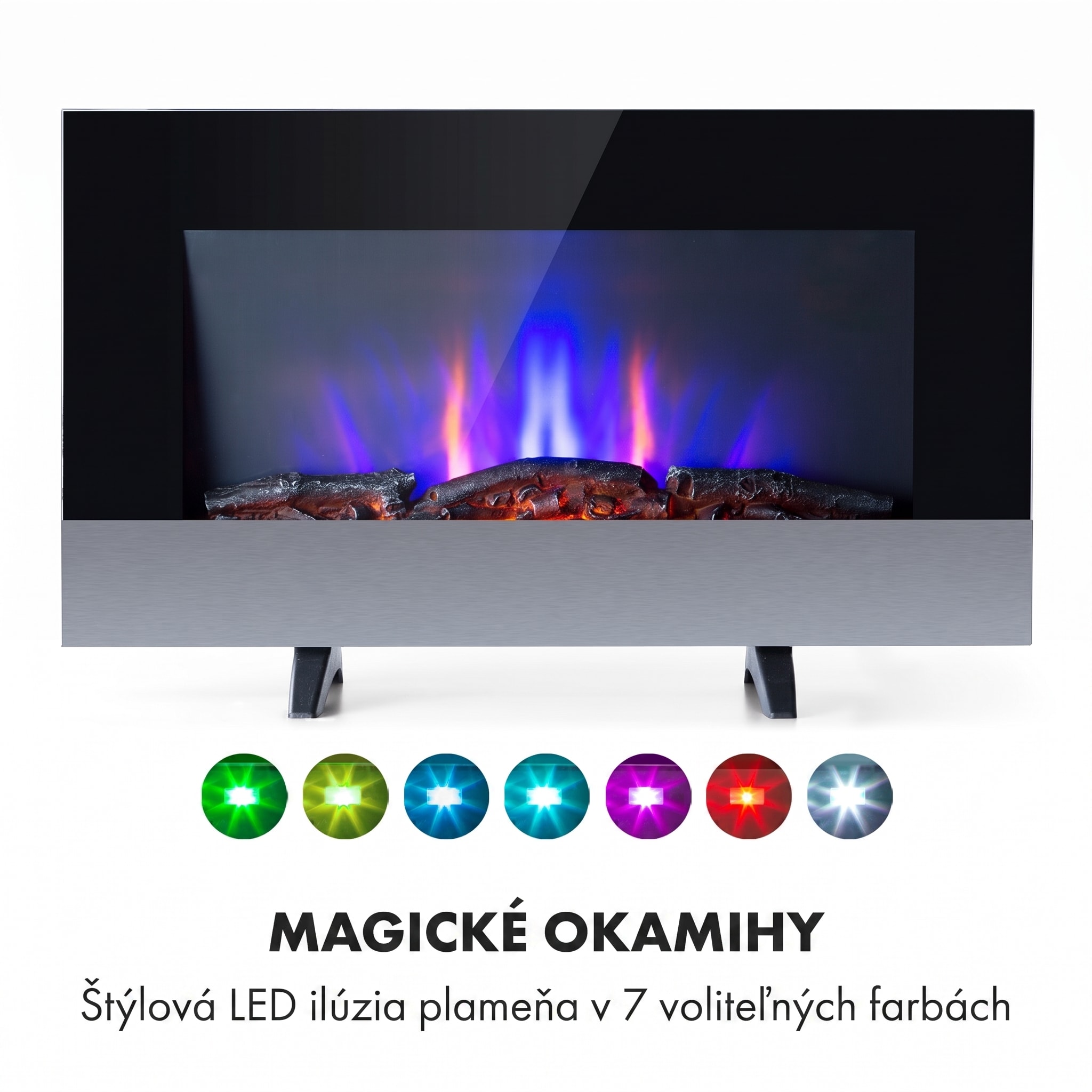 Klarstein Basel Baseline elektrický krb 2000 W, 2 stupne vykurovania, 7 farieb, sklo – Obrázok 4