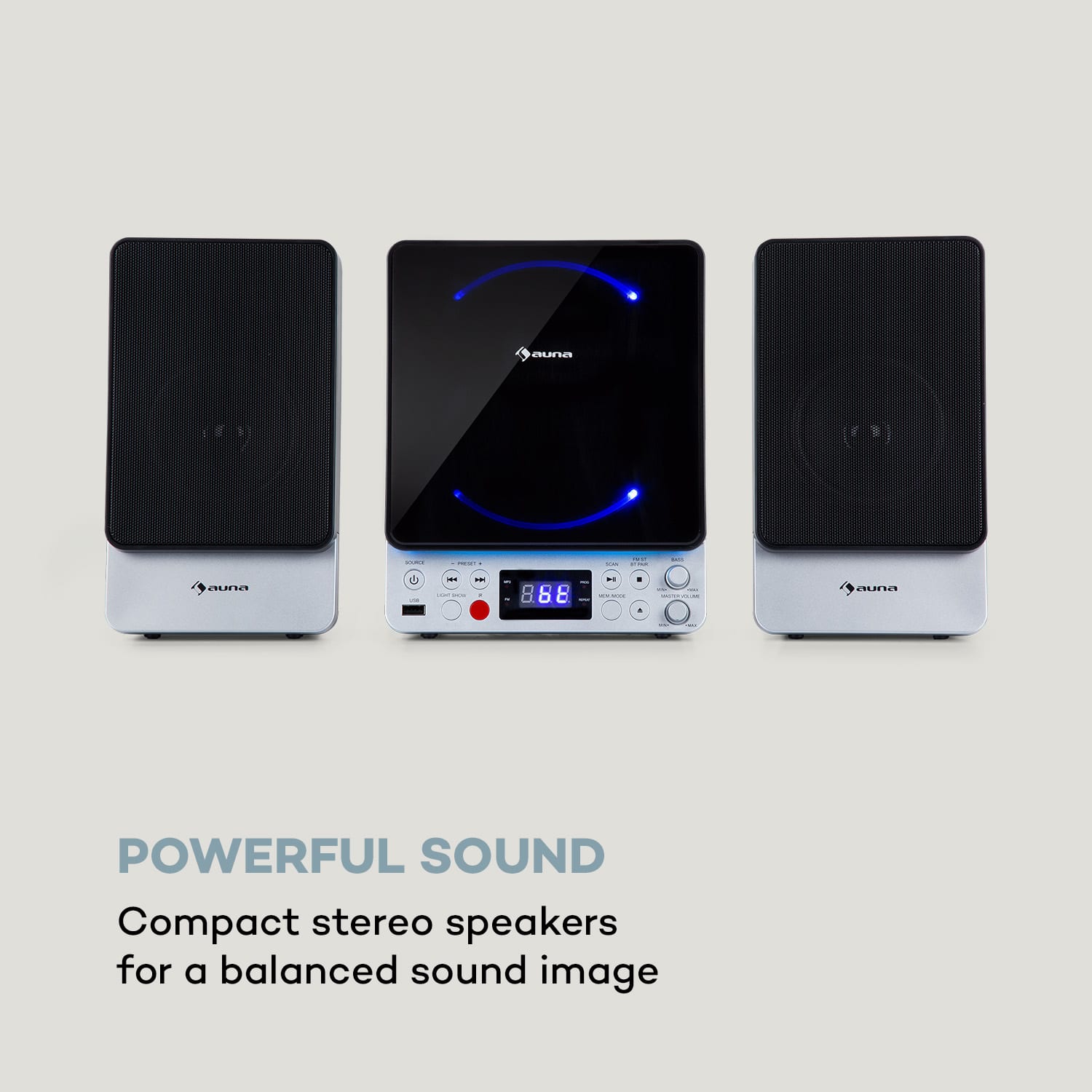 Auna Microstar Sing, mikro - karaoke systém, CD-prehrávač, Bluetooth, USB-port, diaľkový ovládač – Obrázok 2