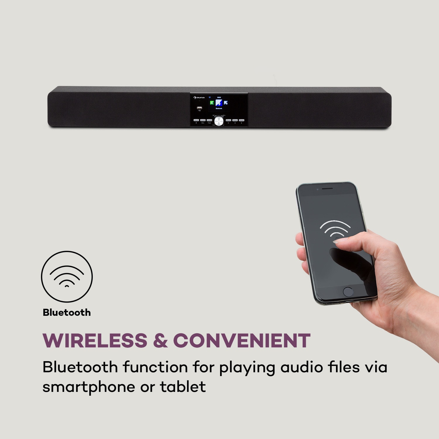 Auna Areal Bar Connect, soundbar, bluetooth, internet/DAB+/FM, USB, AUX – Obrázok 3