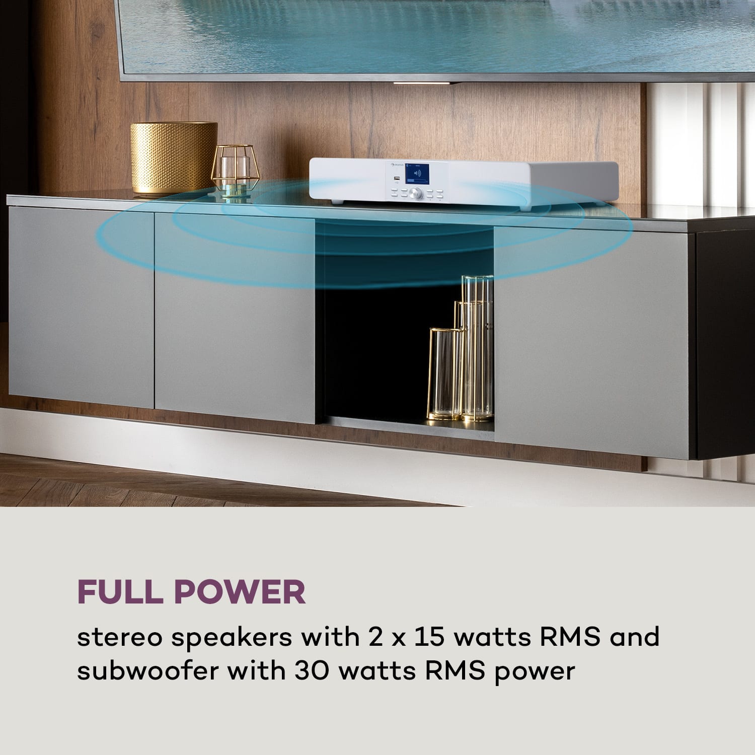 Auna Stealth Base Connect Soundbase, Bluetooth, internet/DAB+FM, USB, AUX – Obrázok 3